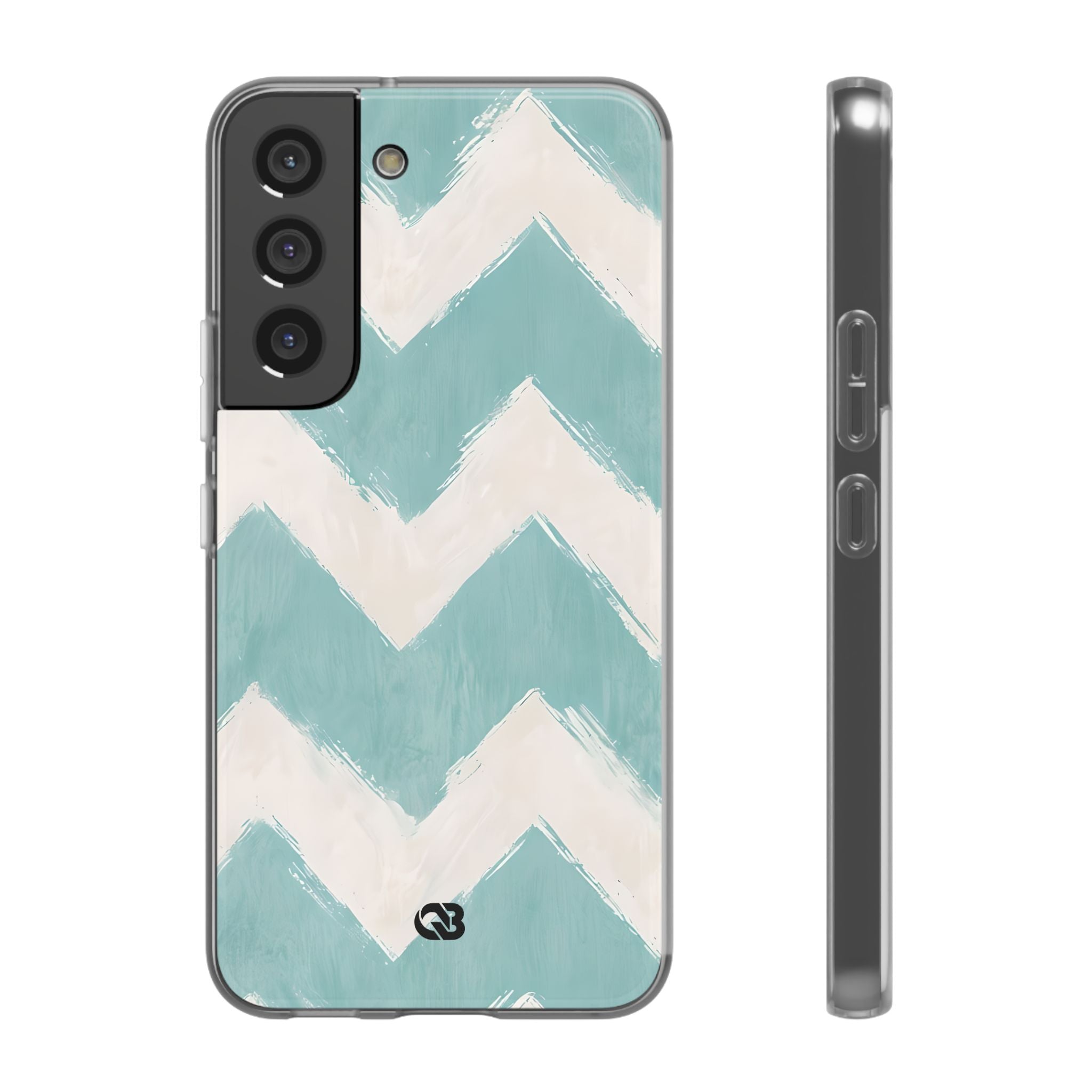 Teal Painted Chevron · Soft Phone Case for Samsung