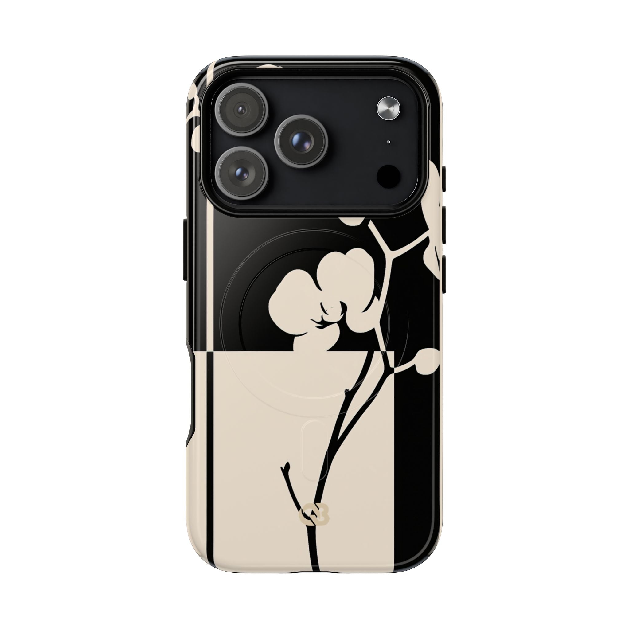 Beige Tough 2.0 Magsafe Phone Case for iPhone - Nocturnal Orchid Frame