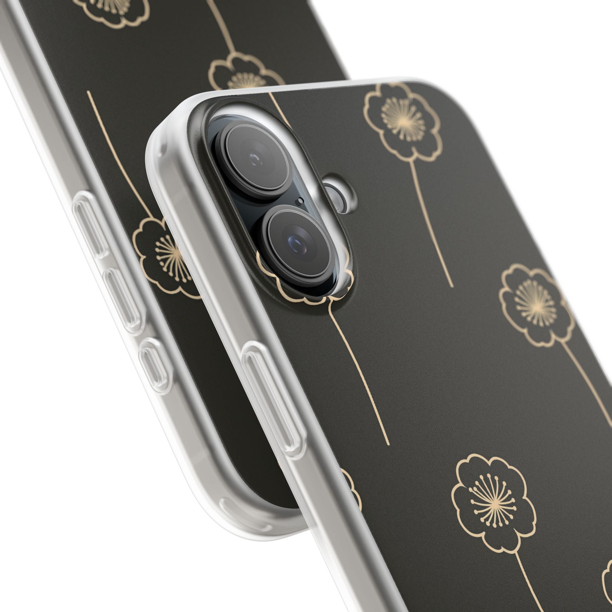 Black Lite Phone Case for iPhone - Obsidian Sand Petals