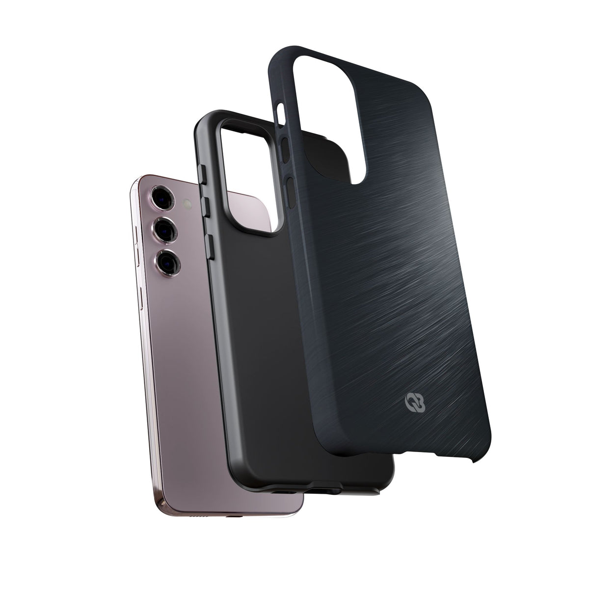 Grey Tough Phone Case for Samsung - Charcoal Brushed Steel