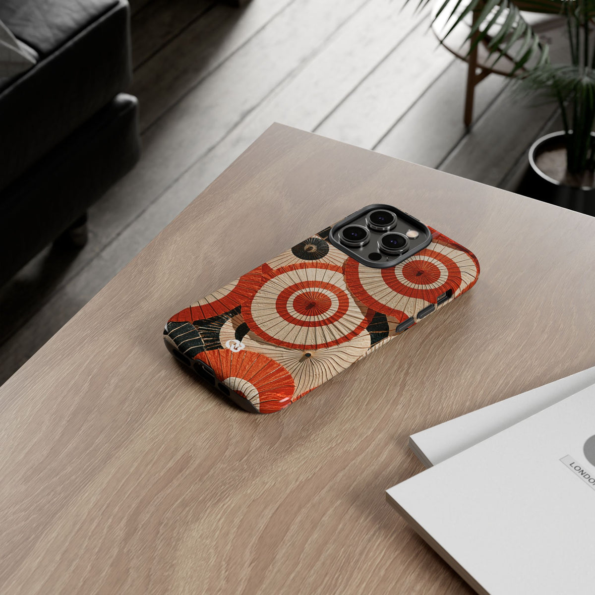 Vermilion Wagasa Motif · Tough Phone Case for iPhone · Red