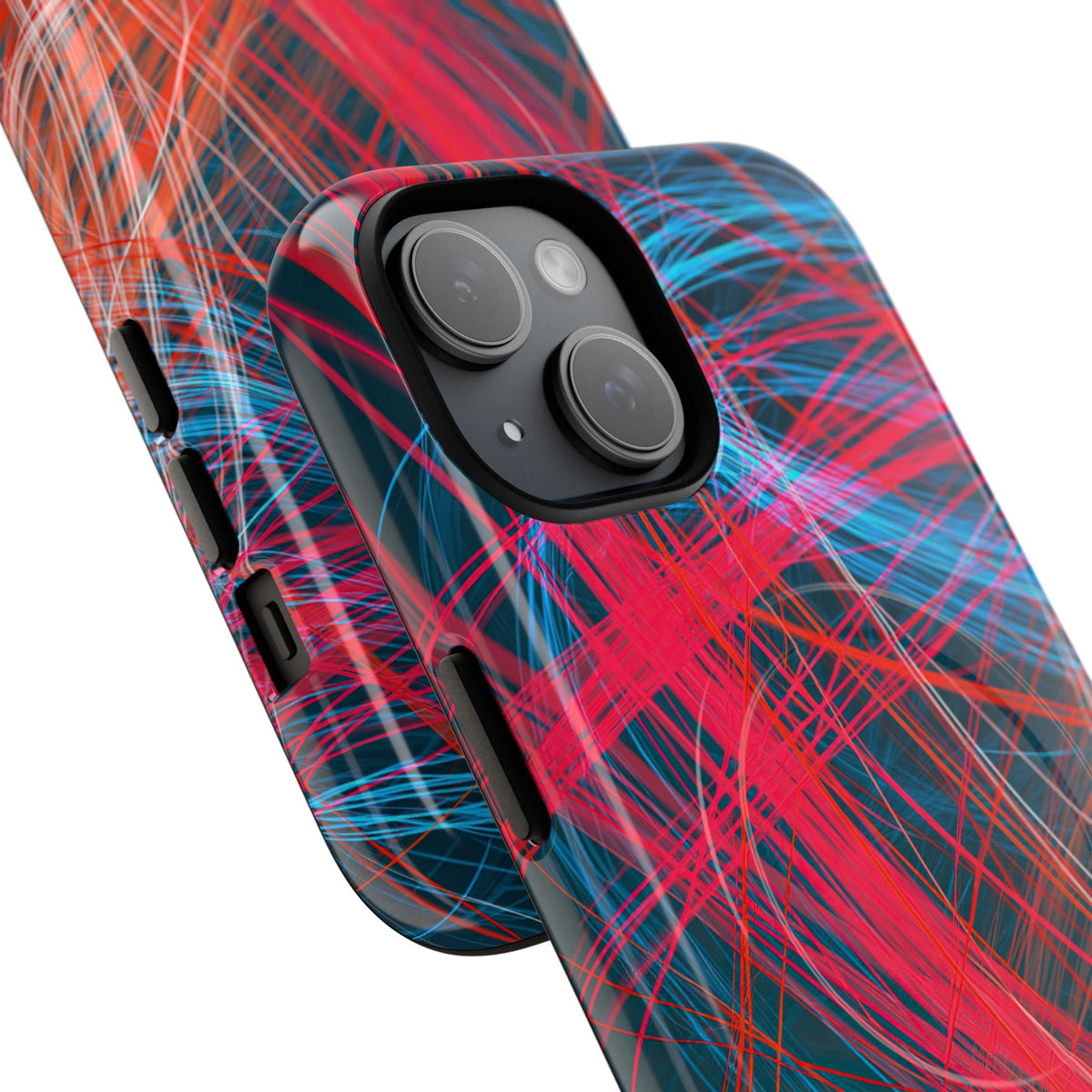 Neon Fiber Stream · Tough 2.0 Magnetic Phone Case for iPhone · Red