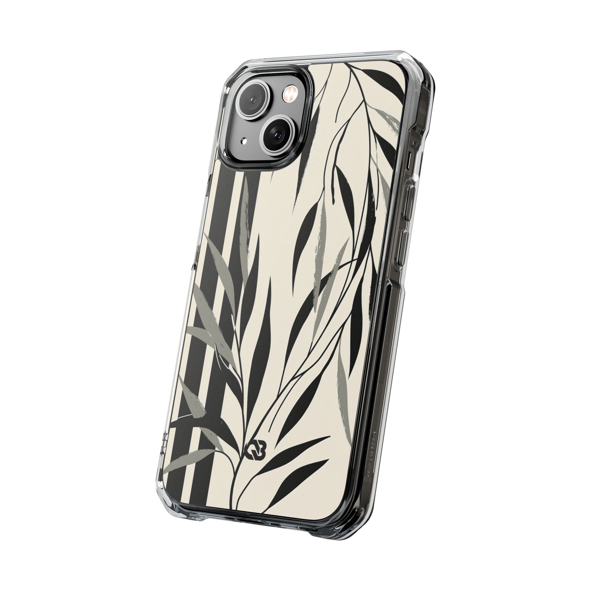 Beige Impact MagSafe Phone Case for iPhone - Soot Leaf Sketch
