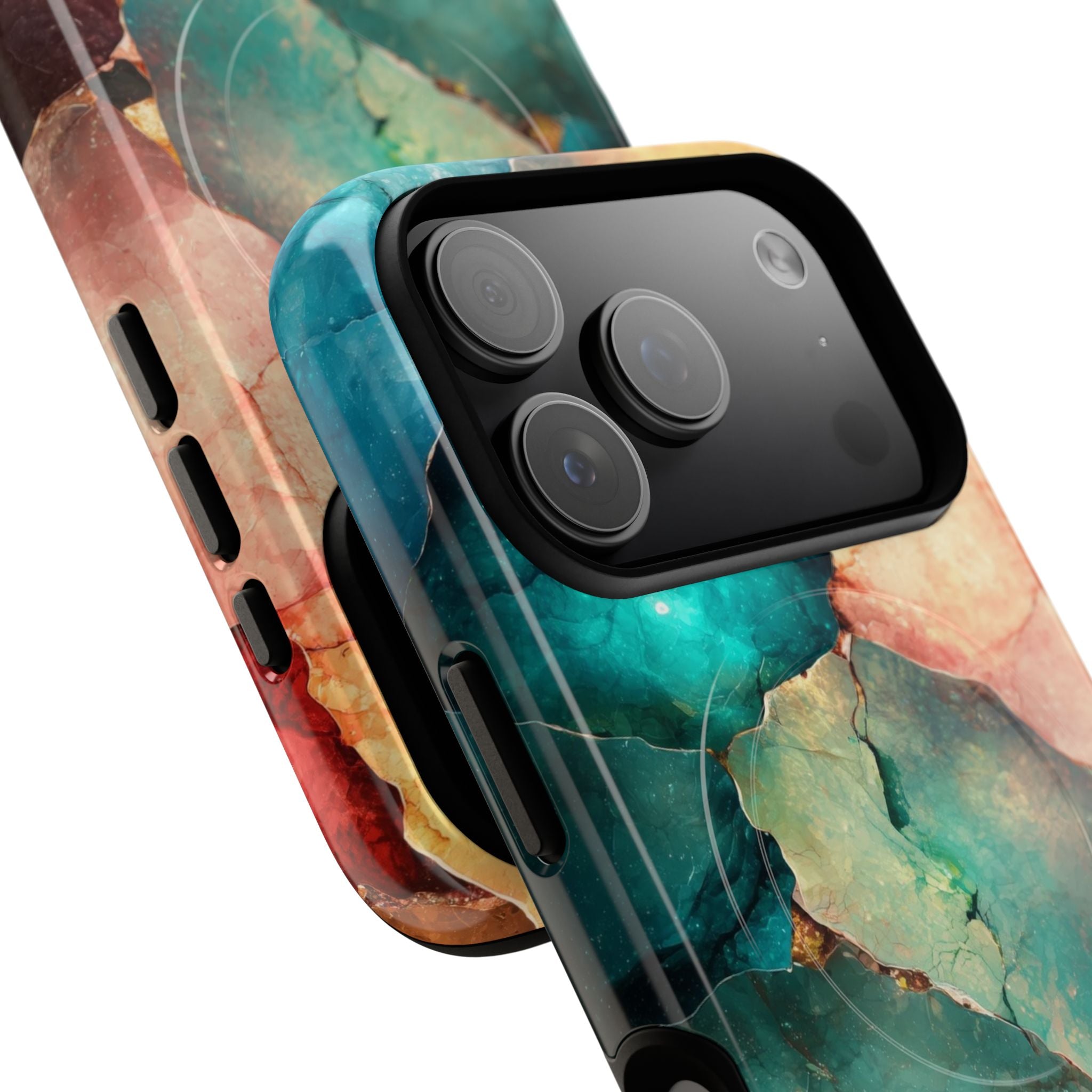 Teal Mosaic Veins iPhone 17 Pro Case - Tough+ - CASE•BOB