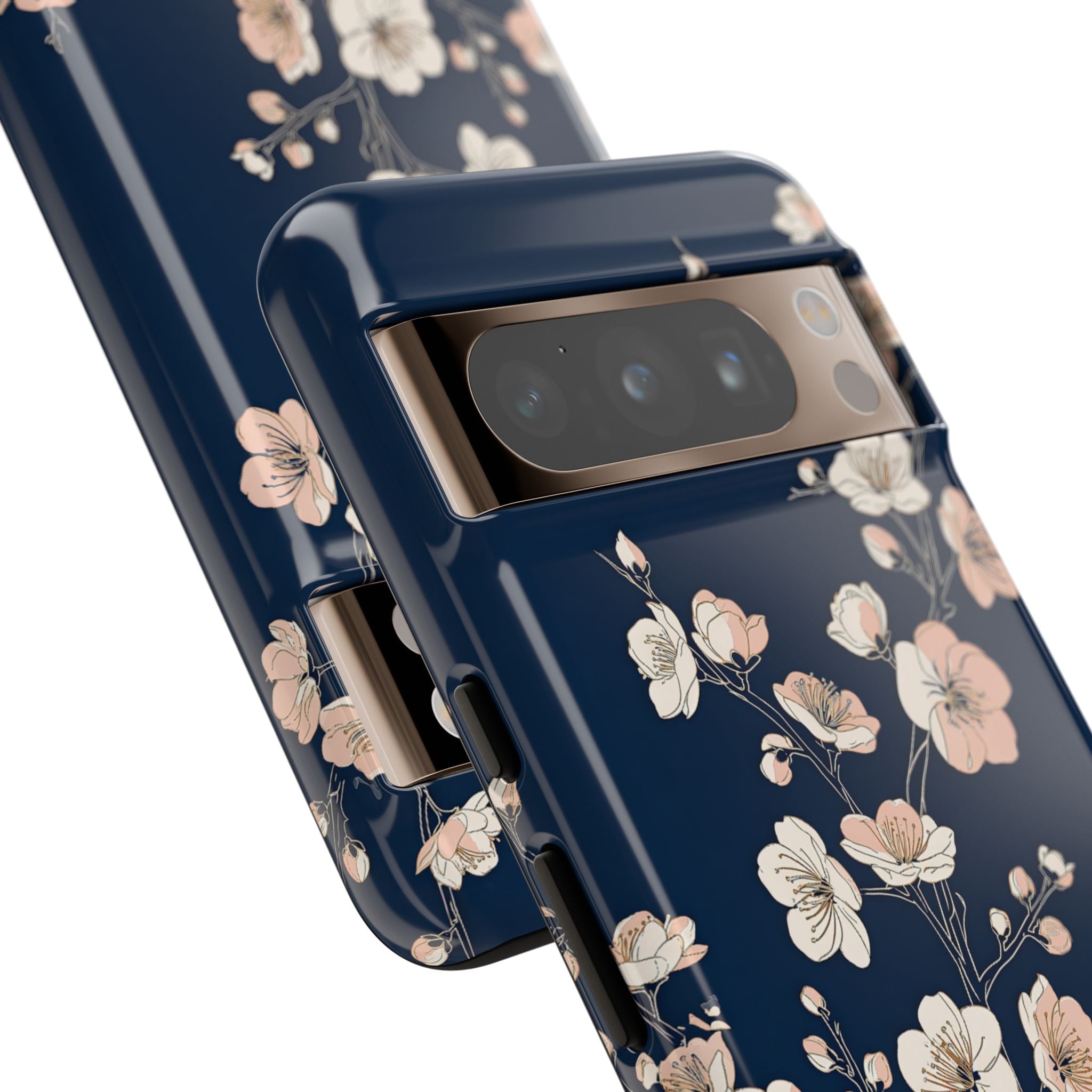 Blue Tough Phone Case for Google Pixel - Midnight Peach Sakura