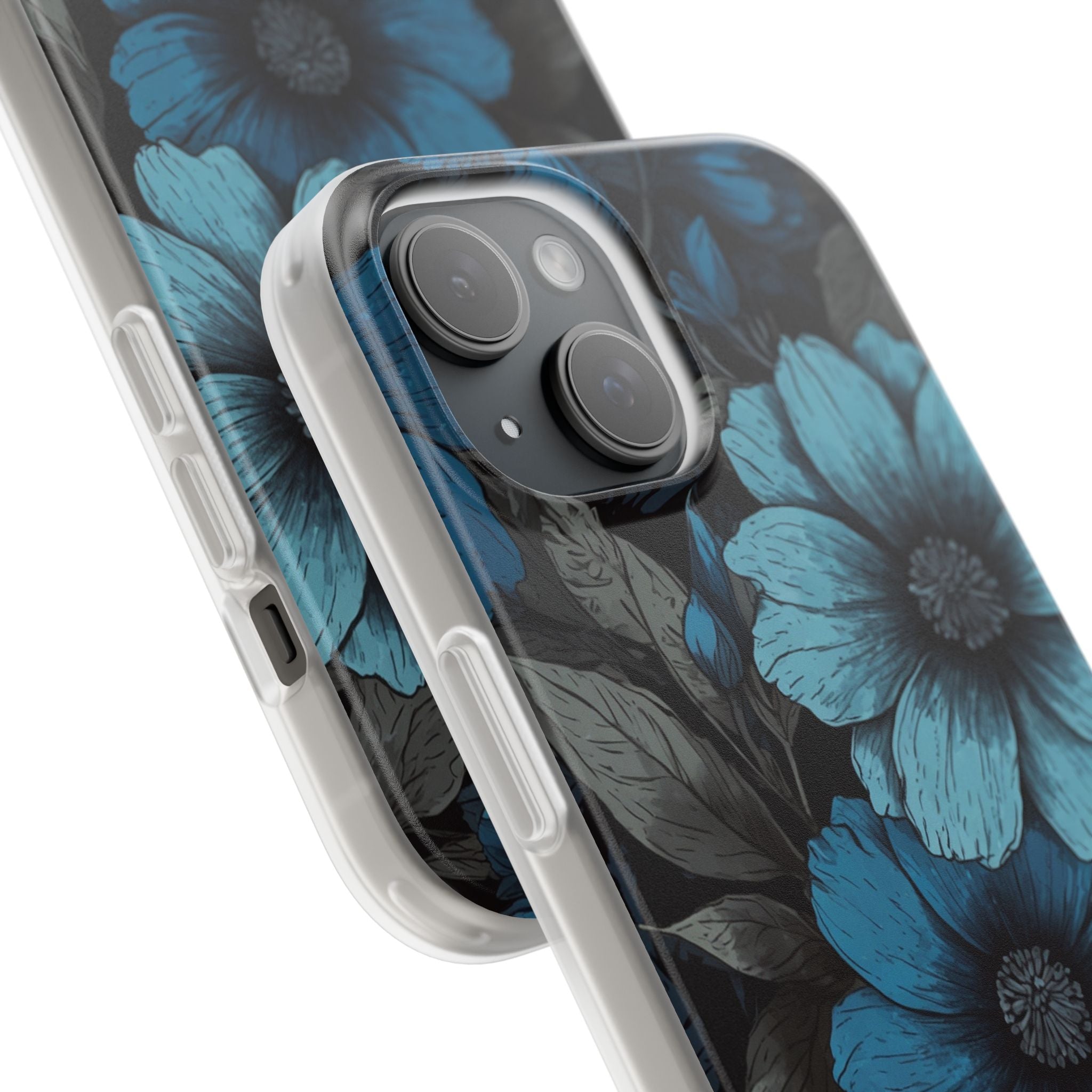 Obsidian Blue Petals · Soft Phone Case for iPhone