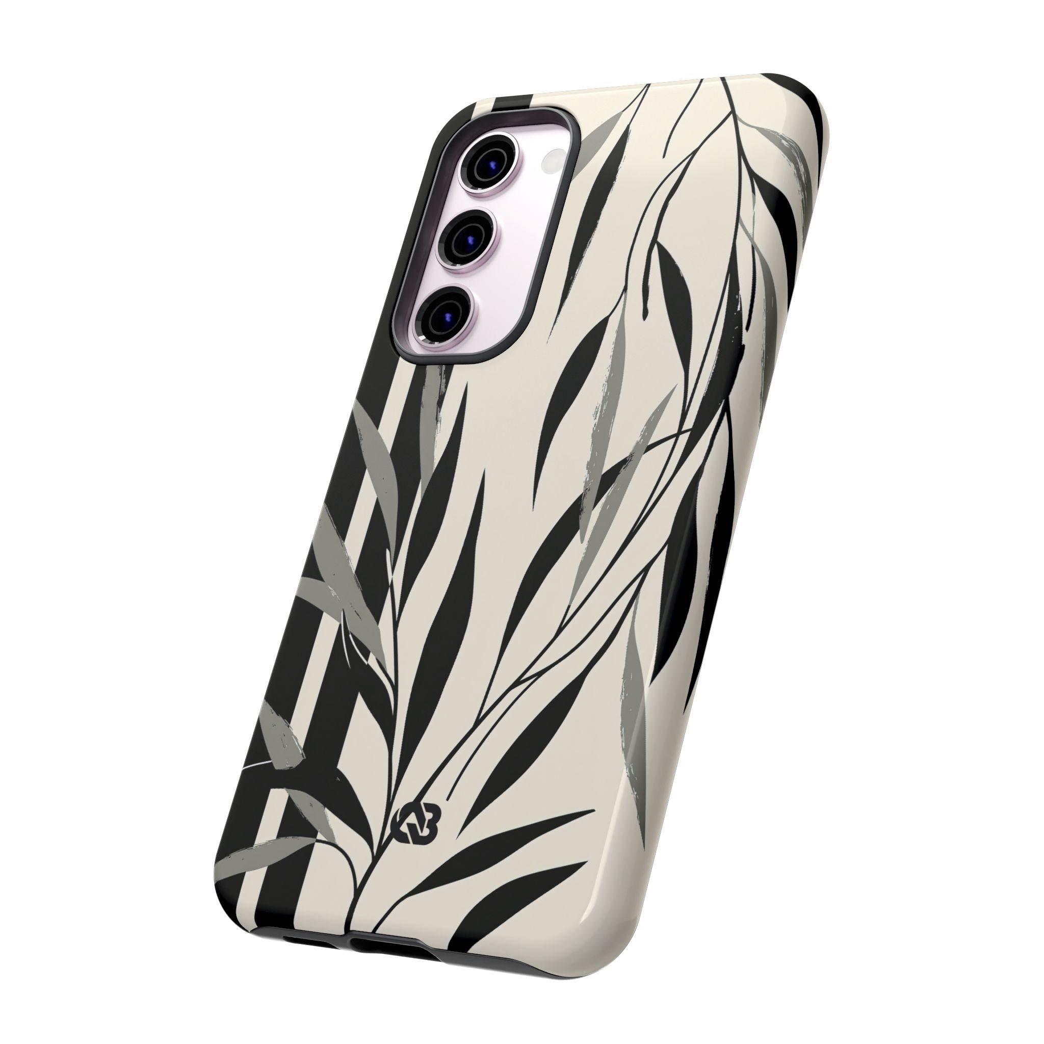 Beige Tough Phone Case for Samsung - Soot Leaf Sketch