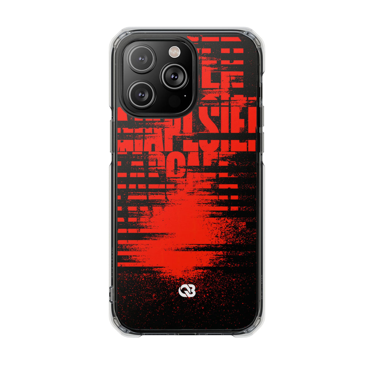 Crimson Redaction · Clear Impact Magnetic Phone Case for iPhone · Black