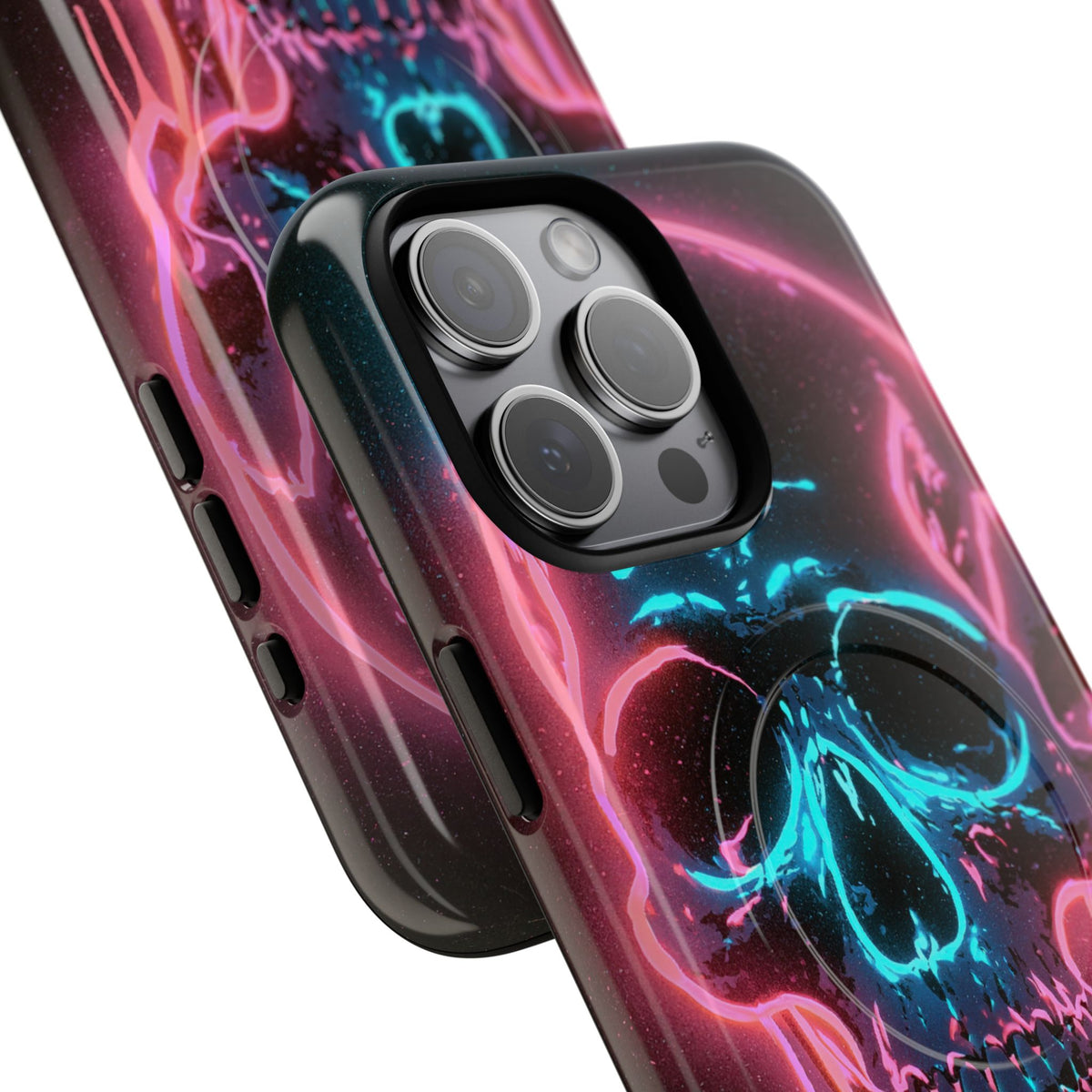 Neon Drip Skull · Tough 2.0 Magnetic Phone Case for iPhone · Black