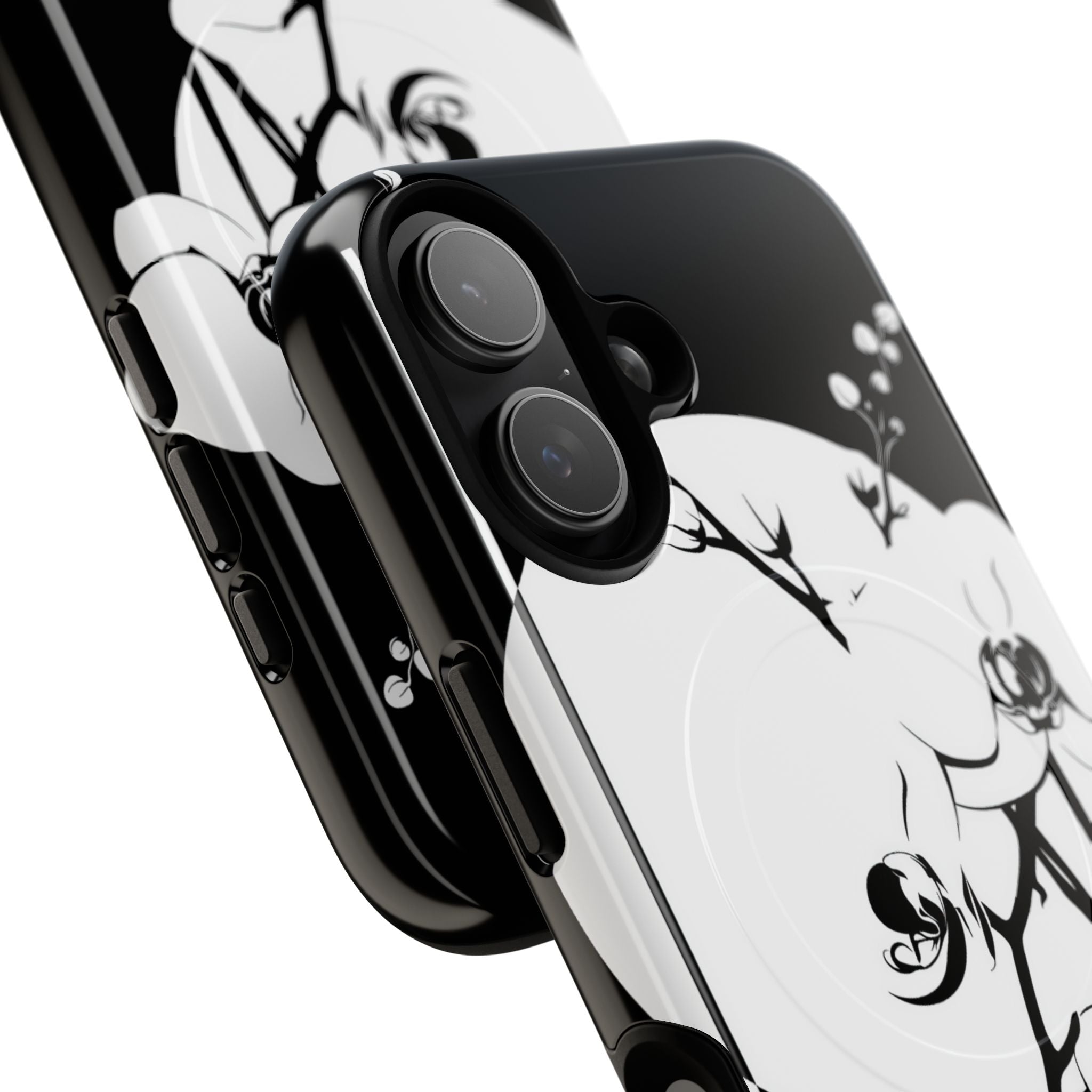 Black Tough 2.0 Magsafe Phone Case for iPhone - Lunar Orchid Grid