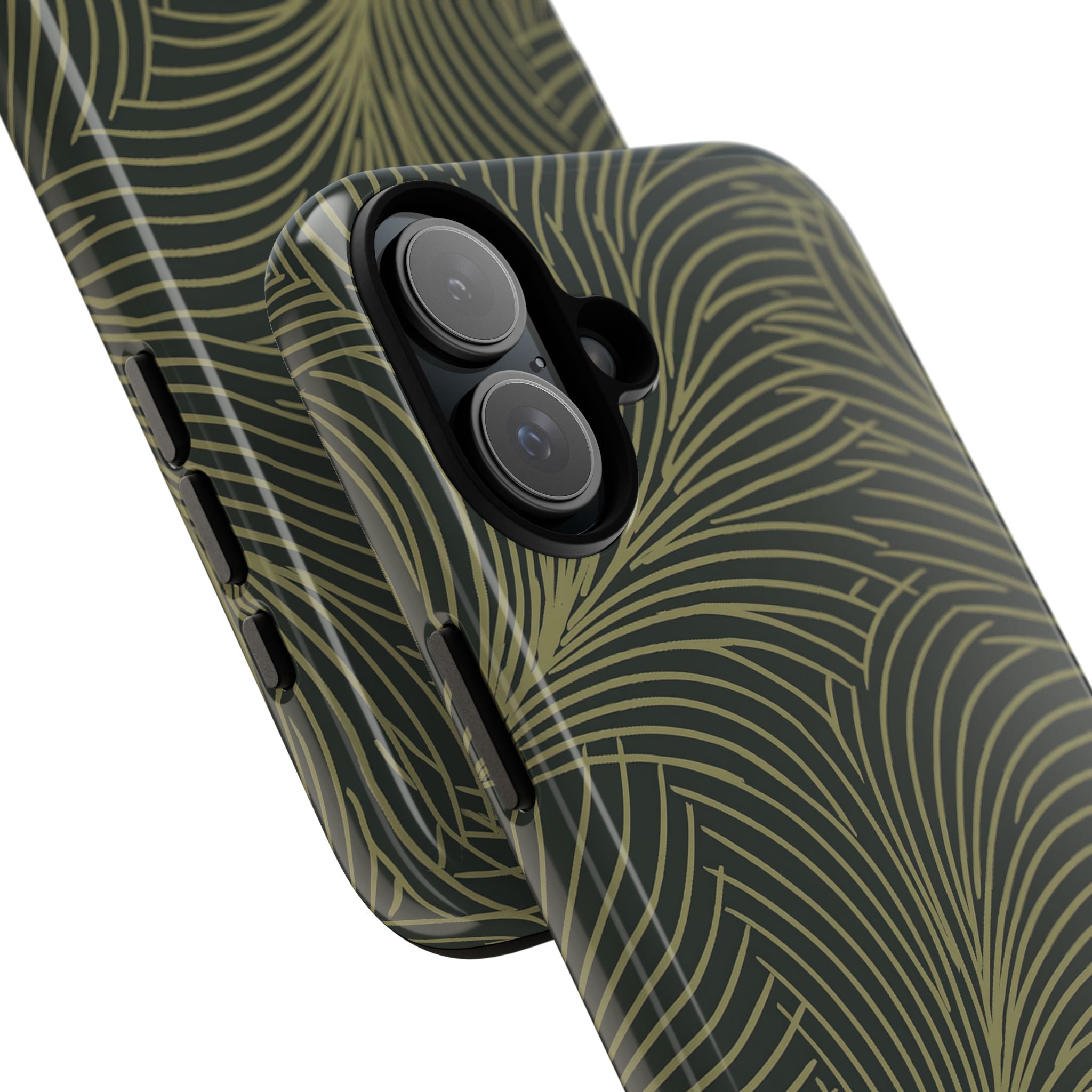 Green Tough Phone Case for iPhone - Dark Olive Plume