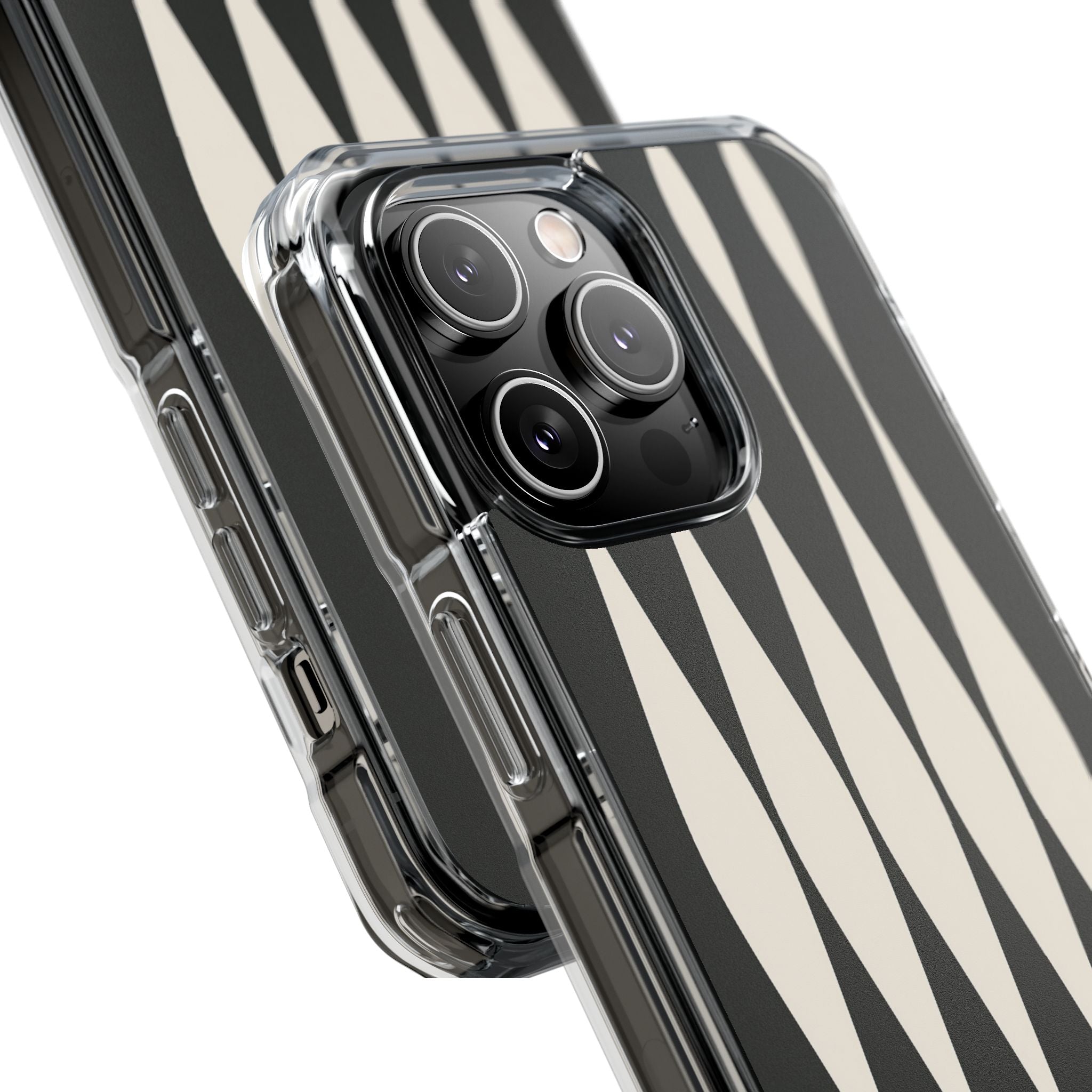 Black Impact MagSafe Phone Case for iPhone - Ivory Spindle Grid