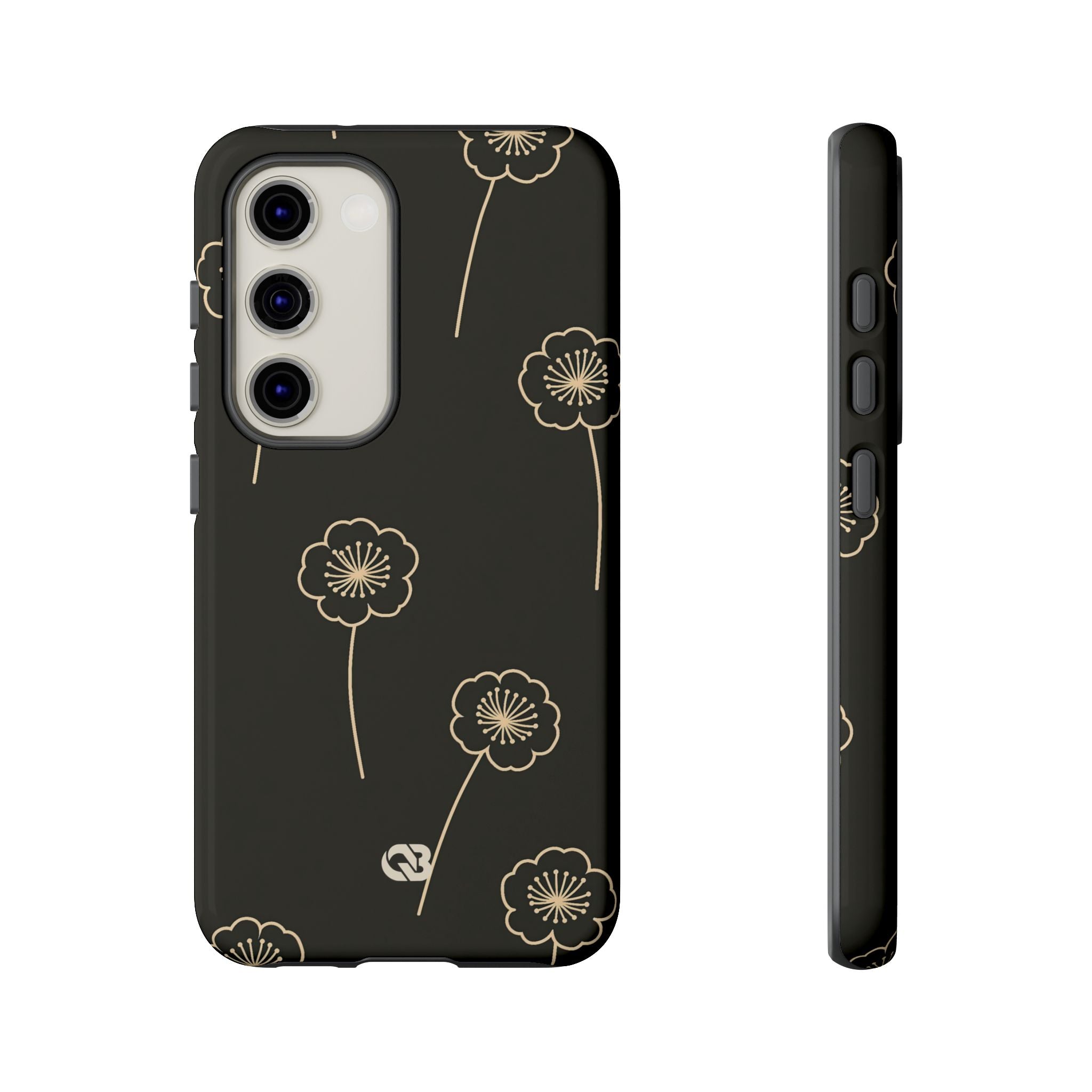 Black Tough Phone Case for Samsung - Obsidian Sand Petals