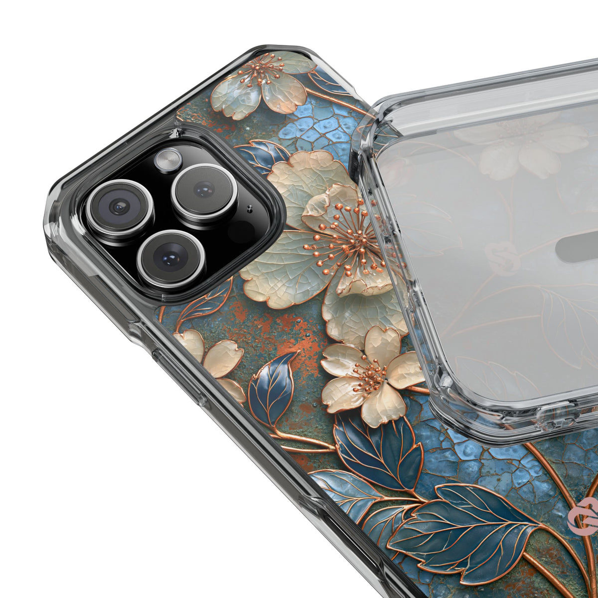 Gilded Blossom Reverie · Clear Impact Magnetic Phone Case for iPhone · Teal