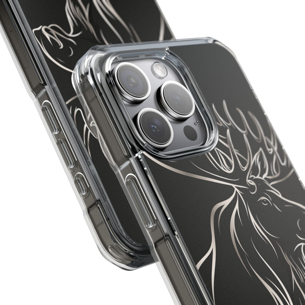 Nordic Moose Contour · Clear Impact Magnetic Phone Case for iPhone · Black