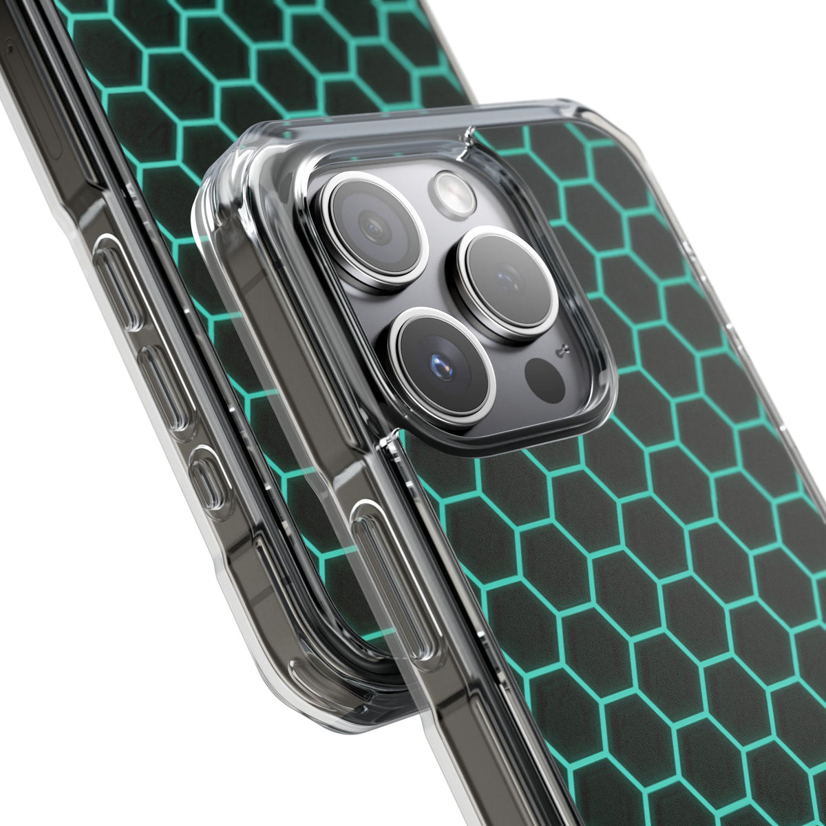 Neon Hex Spectrum · Clear Impact Magnetic Phone Case for iPhone · Teal