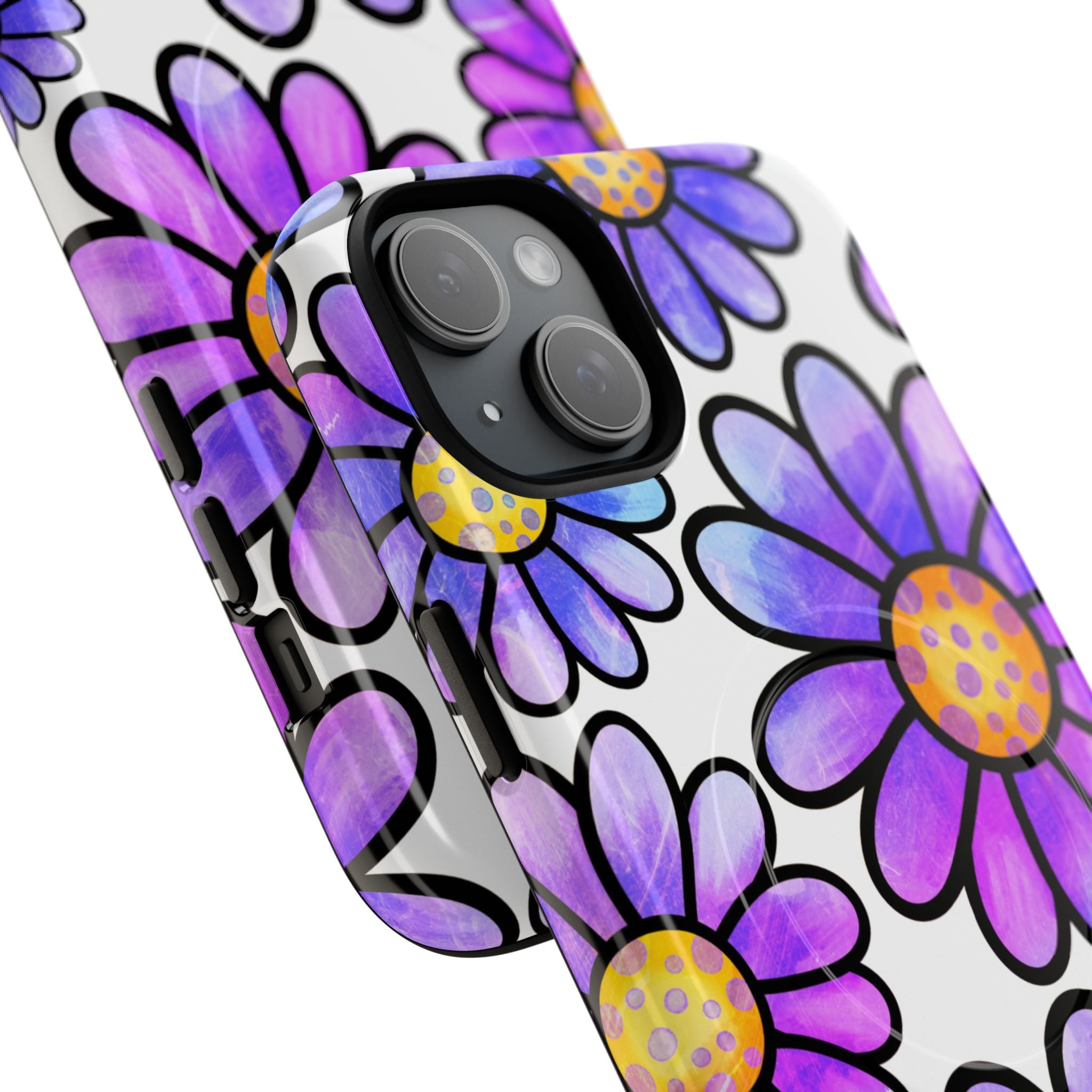 Violet Grunge Bloom · Tough+ Handyhülle für iPhone · Magsafe