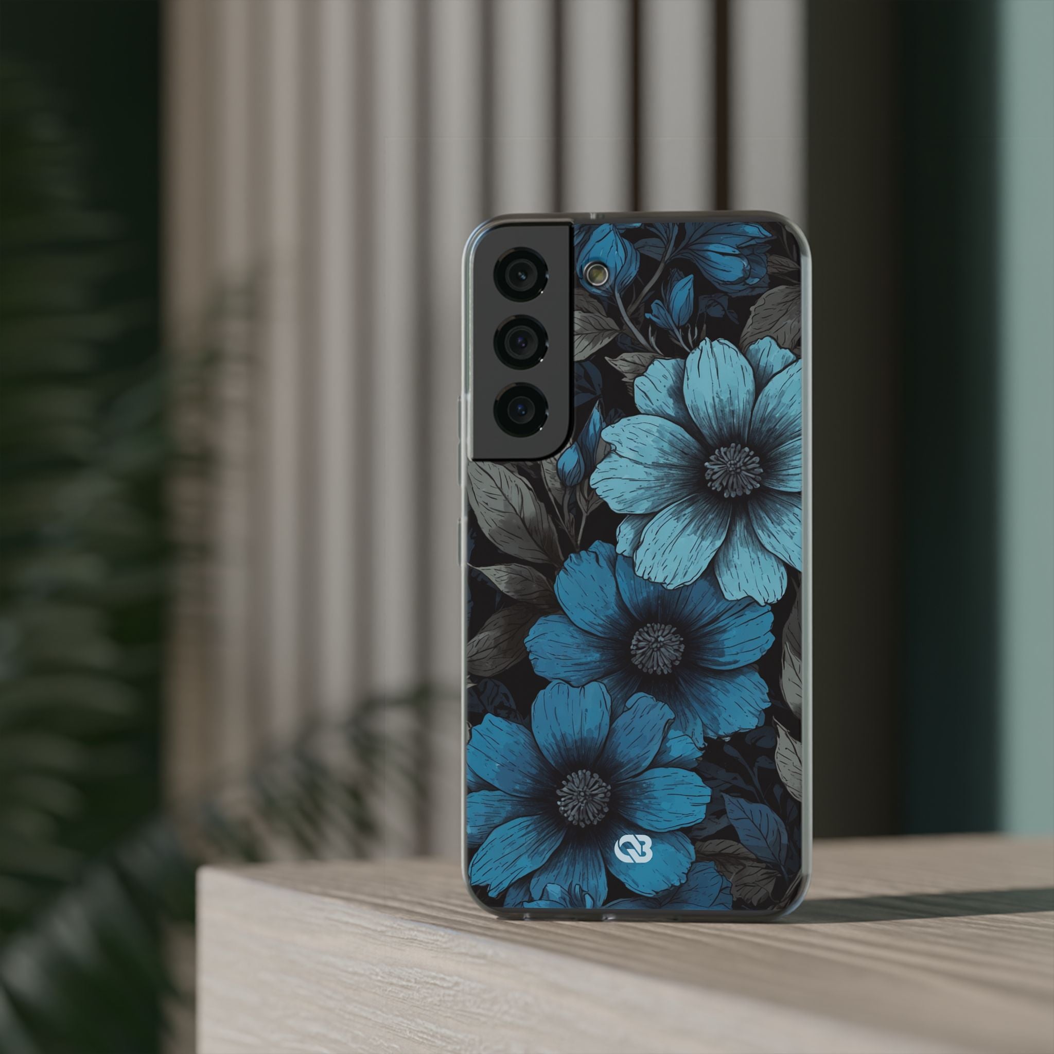 Obsidian Blue Petals · Soft Phone Case for Samsung