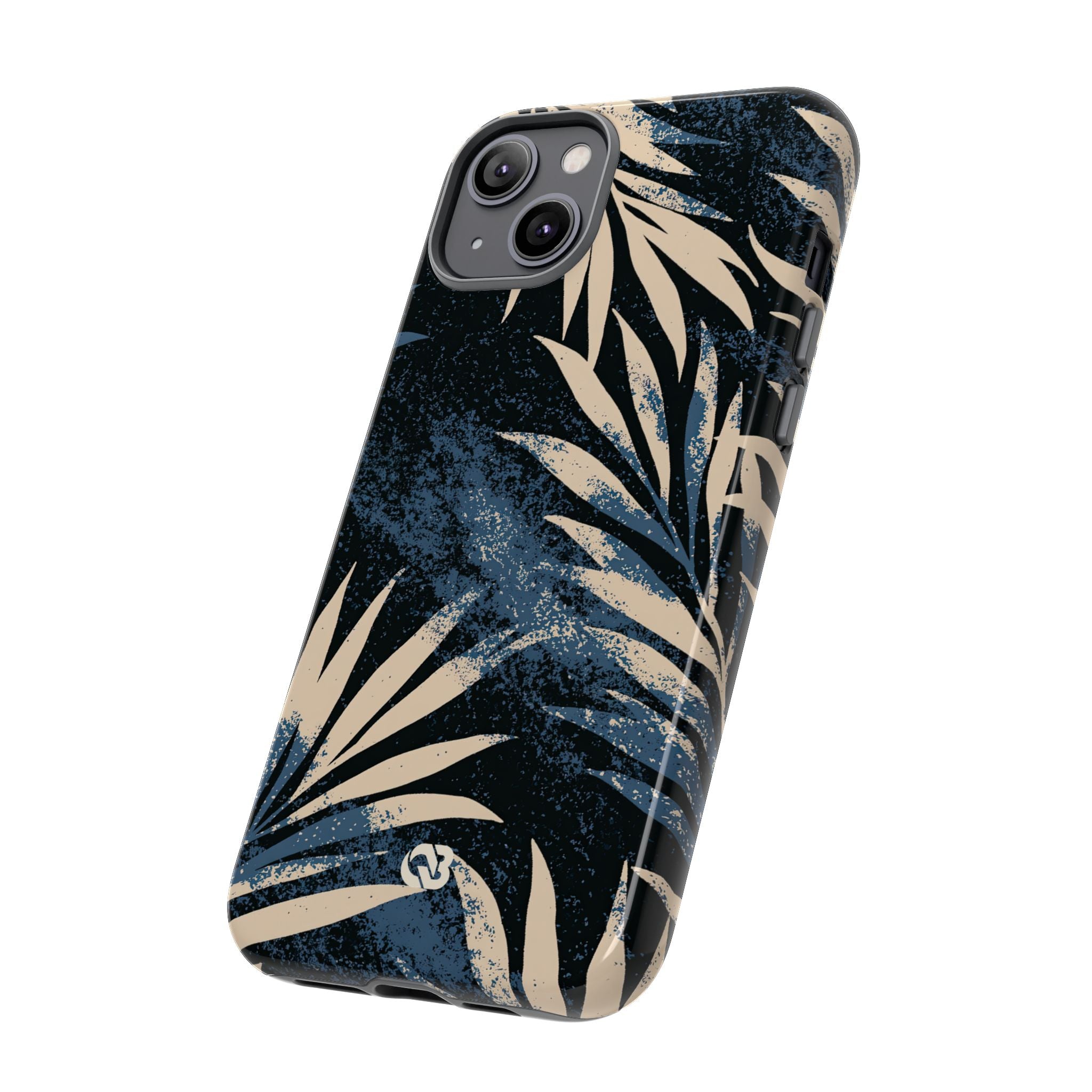 Blue Tough Phone Case for iPhone - Midnight Indigo Palm