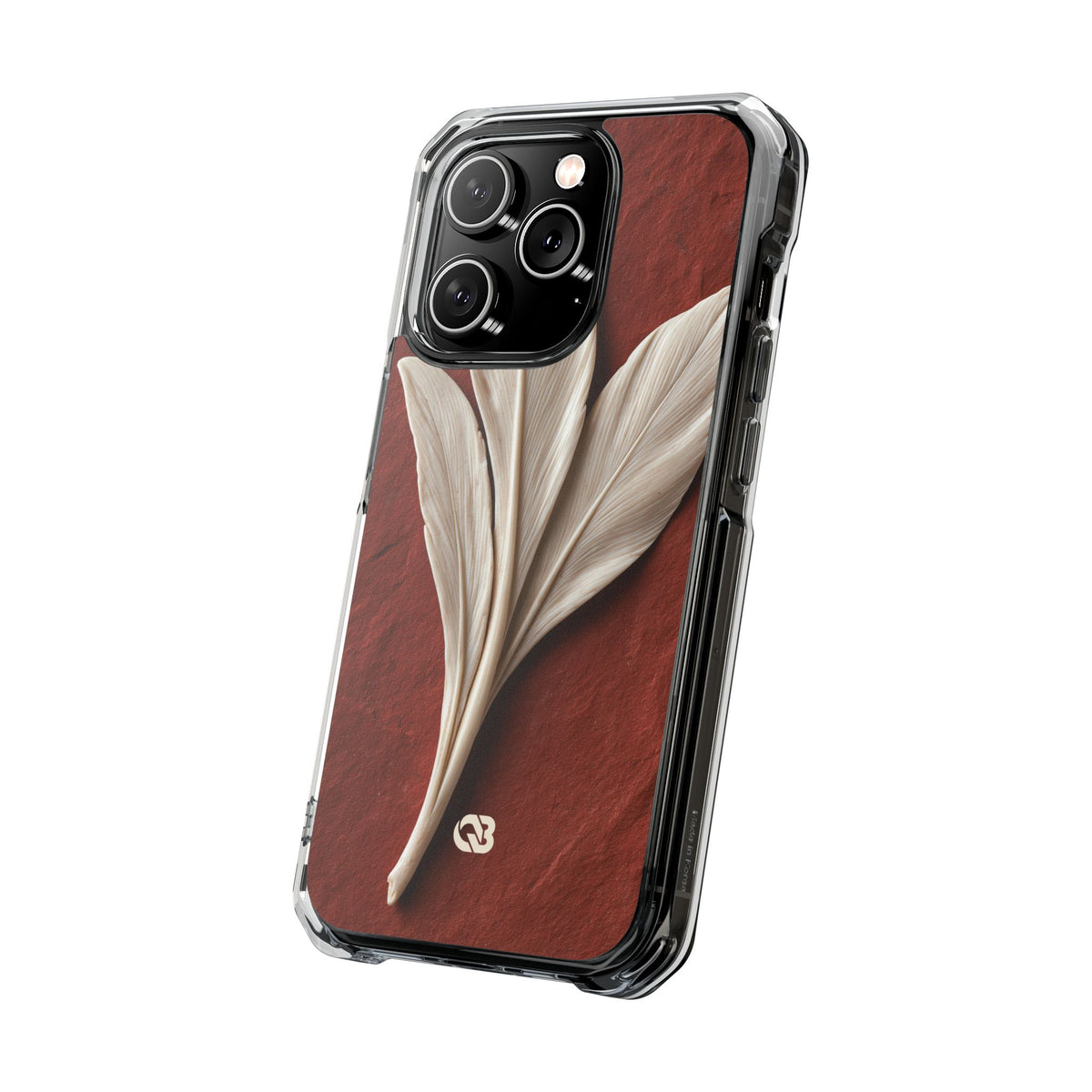 Carved Ivory Plume · Clear Impact Magnetic Phone Case for iPhone · Red