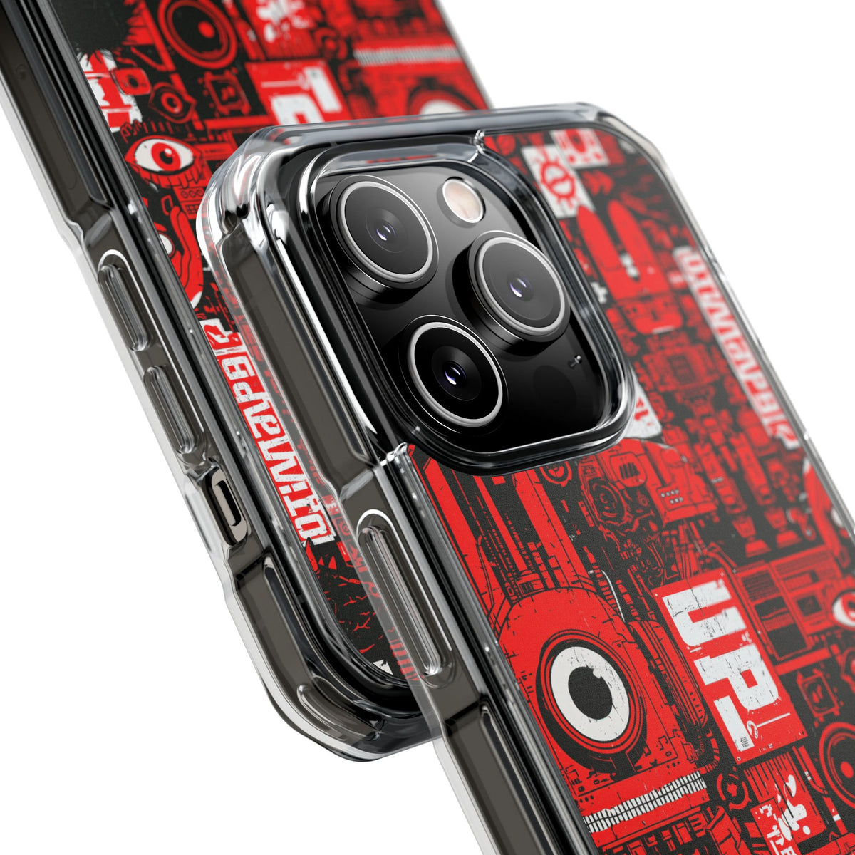 Neo Mecha Collage · Clear Impact Magnetic Phone Case for iPhone · Red