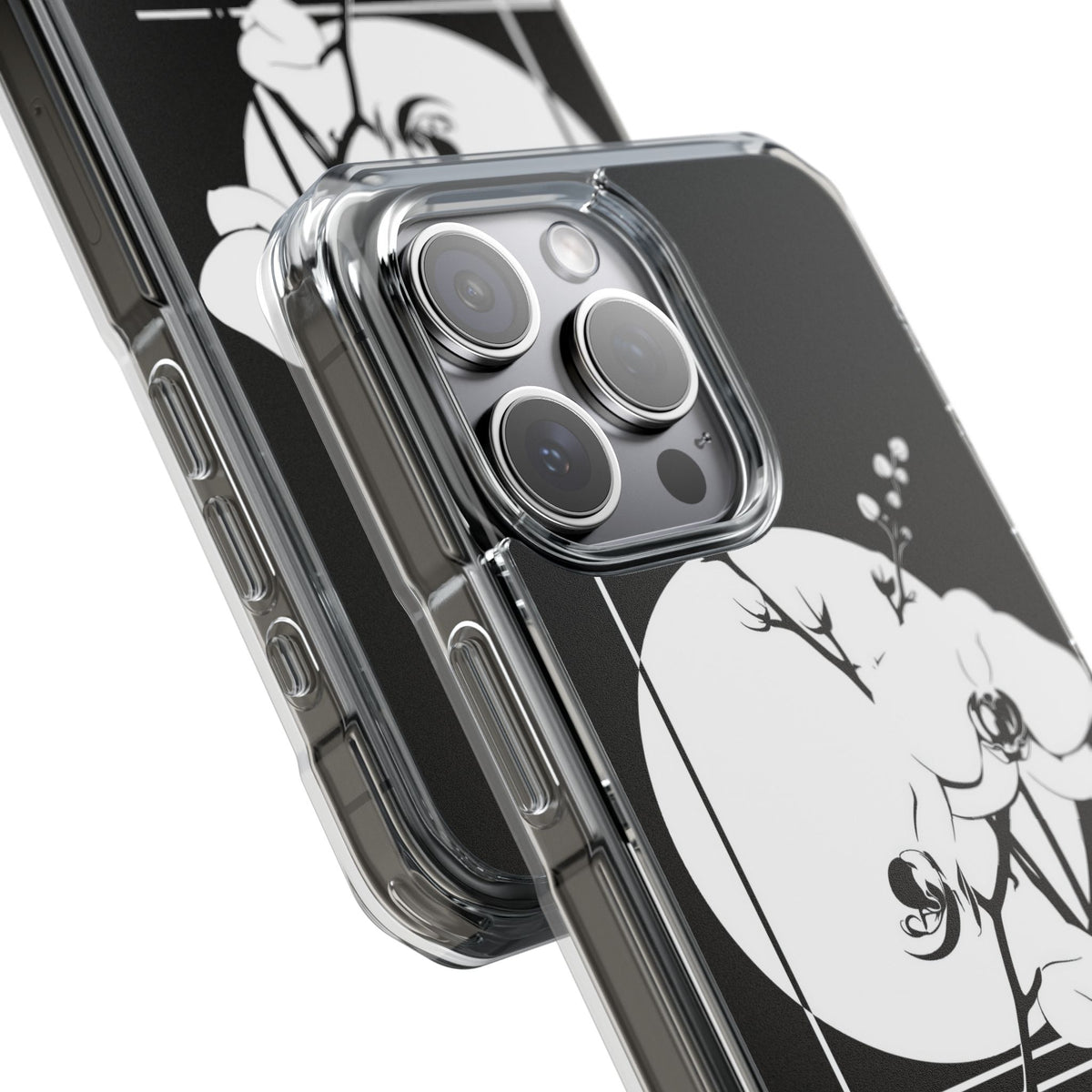 Nocturne Orchid Bloom · Clear Impact Magnetic Phone Case for iPhone · Black