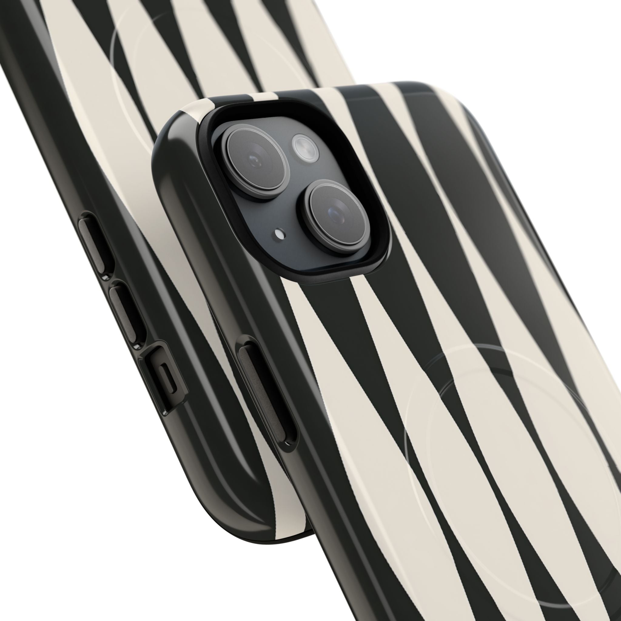 Black Tough 2.0 Magsafe Phone Case for iPhone - Ivory Spindle Grid