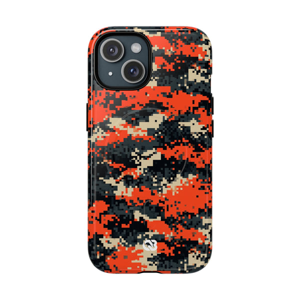 Signal Pixel Camo · Tough 2.0 Magnetic Phone Case for iPhone · Orange