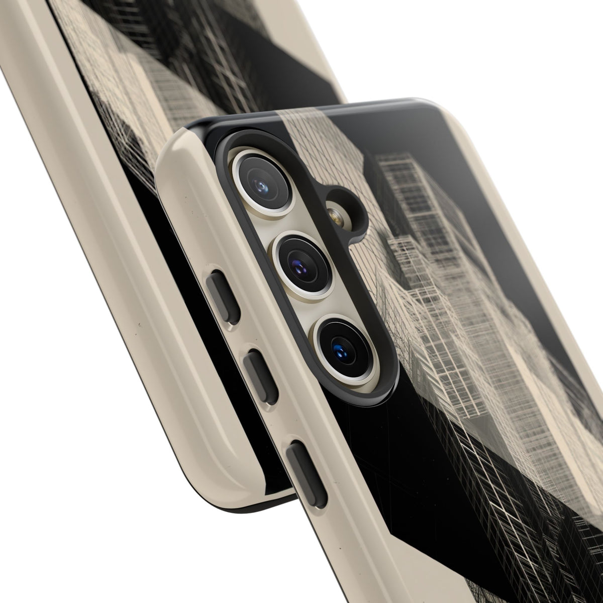 Beige Tough Phone Case for Samsung - Monolith Urban Grid