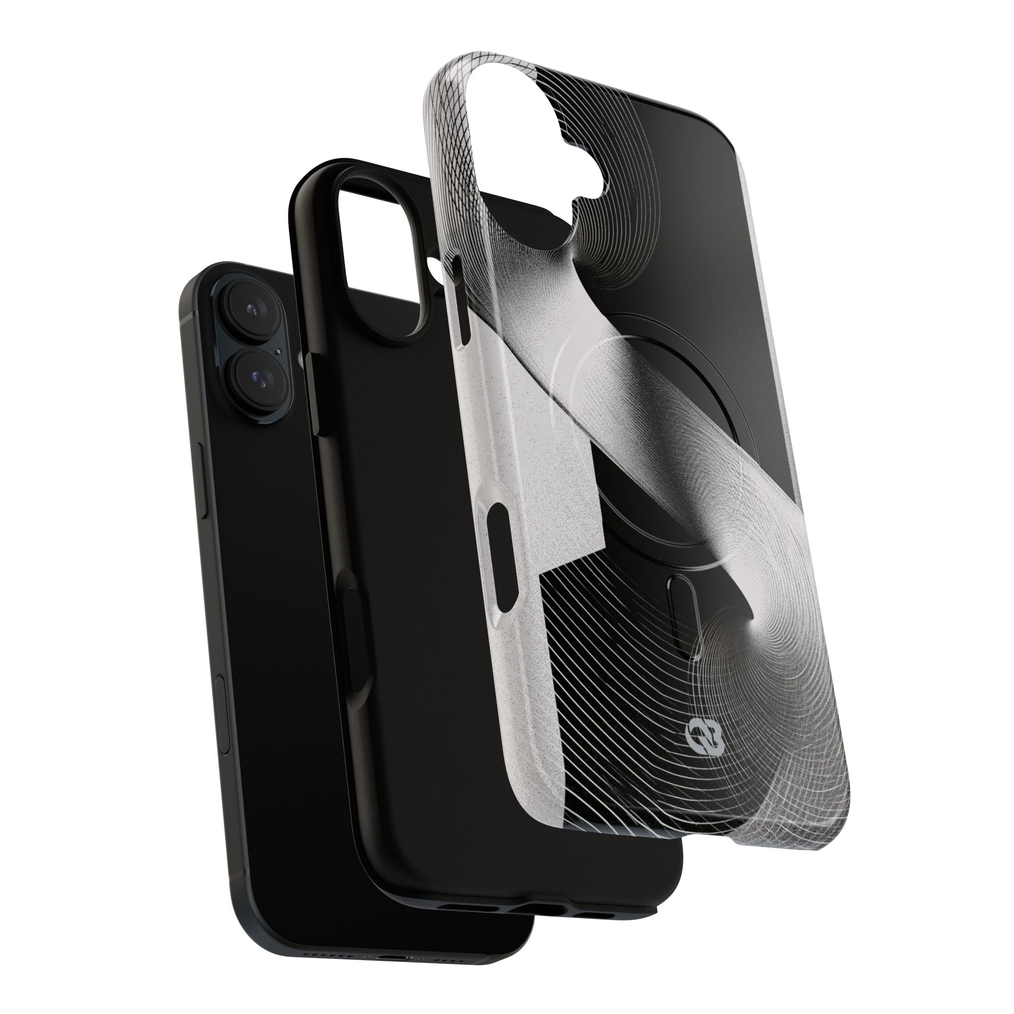 Grey Tough 2.0 Magsafe Phone Case for iPhone - Obsidian Moiré Wave