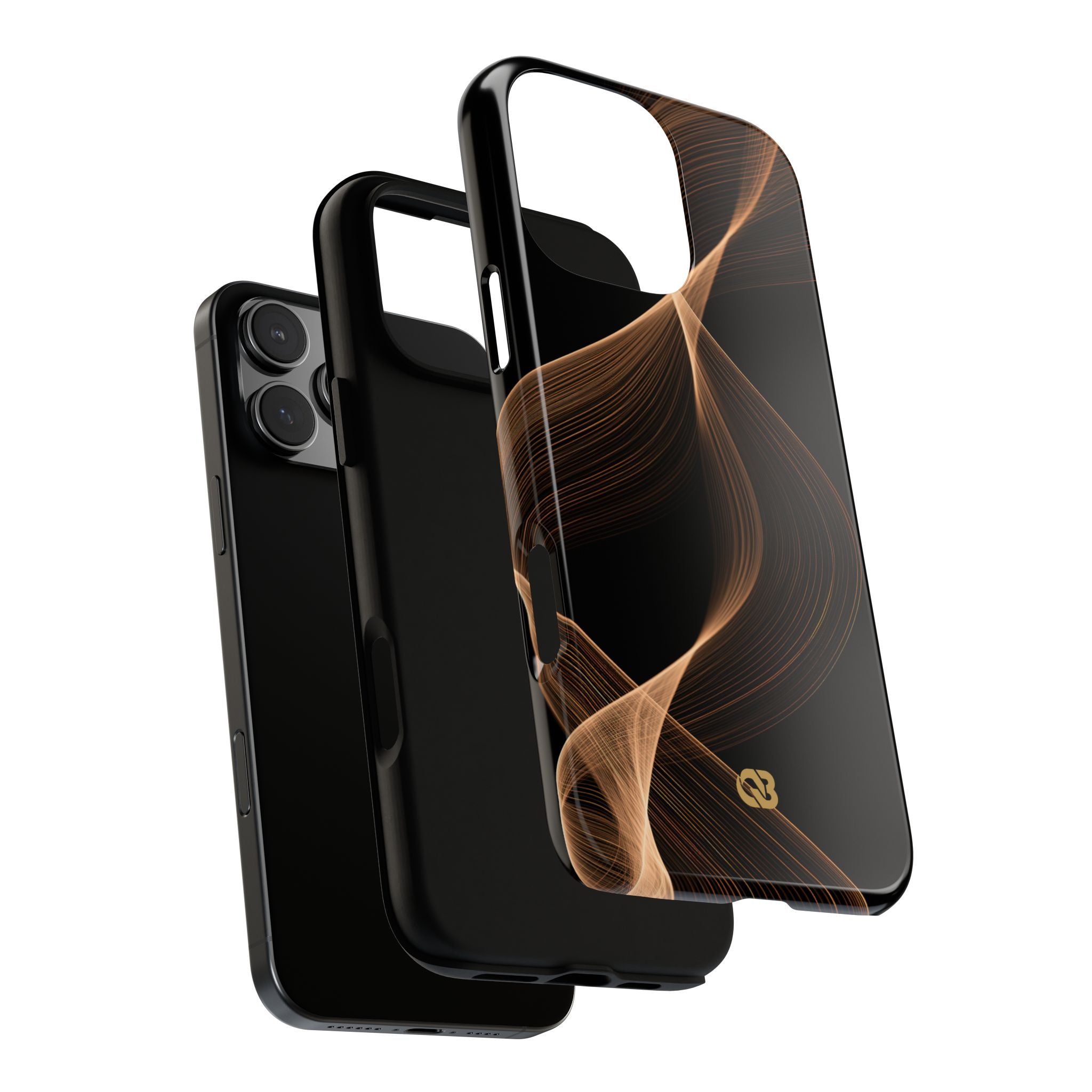 Brown Tough Phone Case for iPhone - Copper Silk Wave