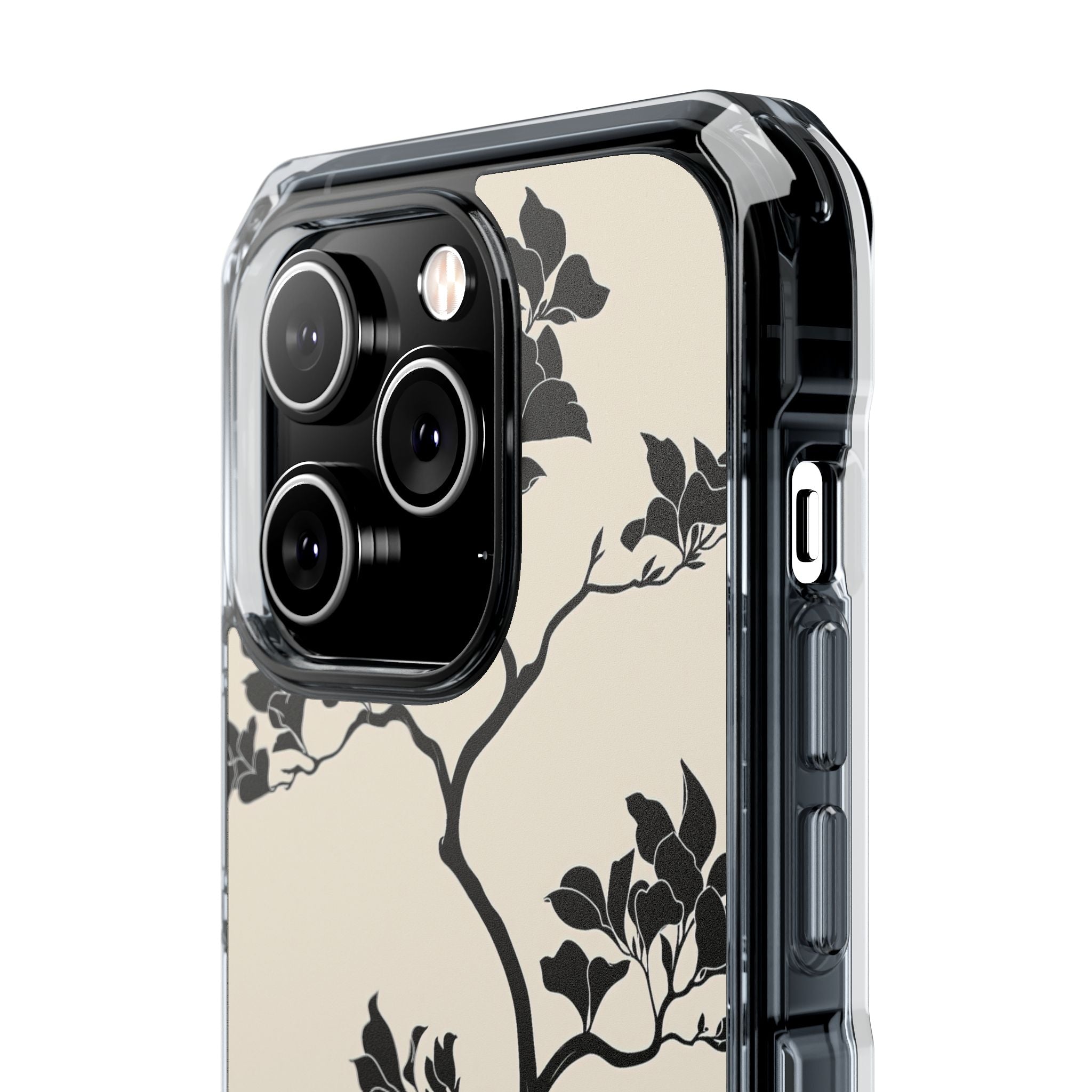 Beige Impact MagSafe Phone Case for iPhone - Obsidian Bonsai Silhouette