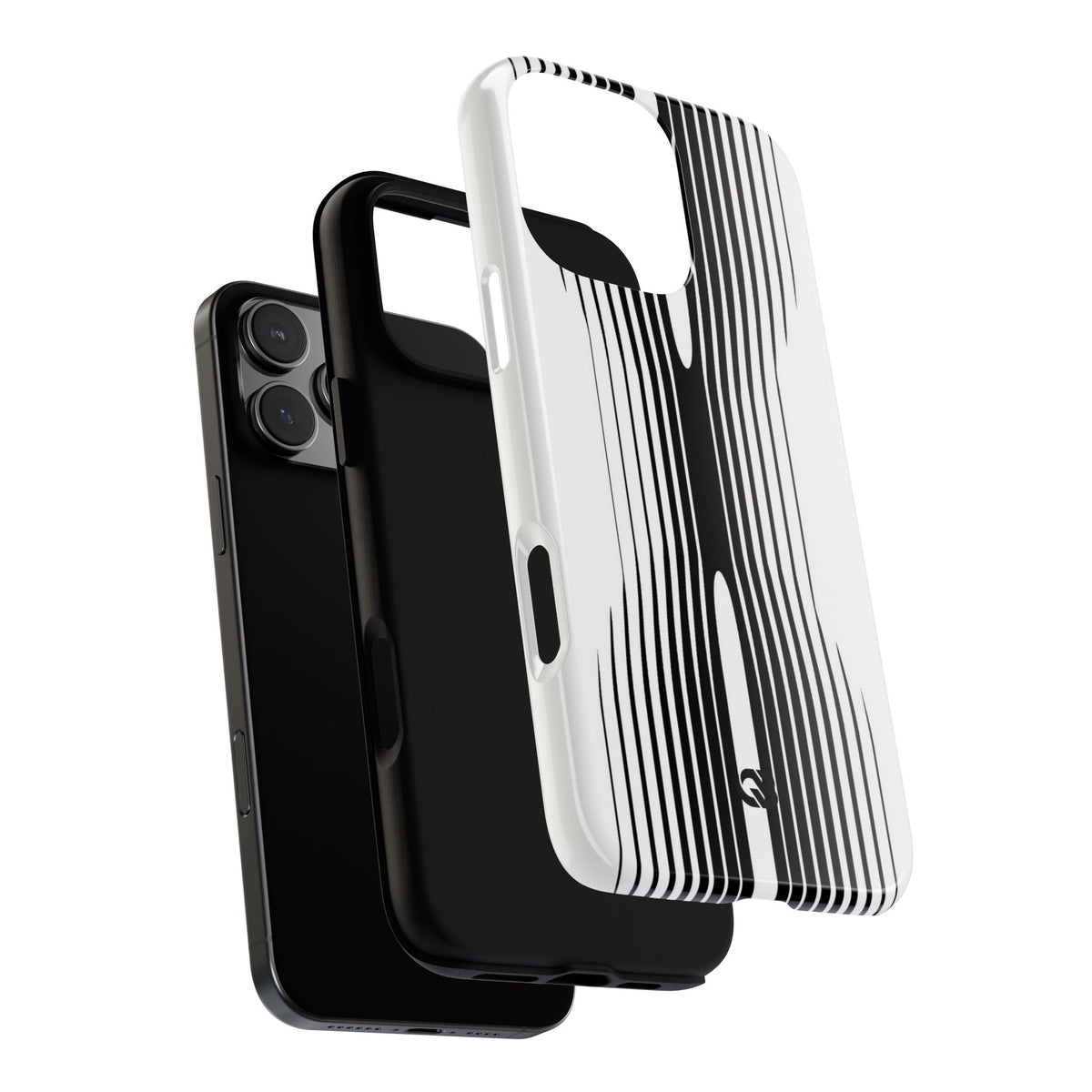 White Tough Phone Case for iPhone - Kinetic Mono Distortion