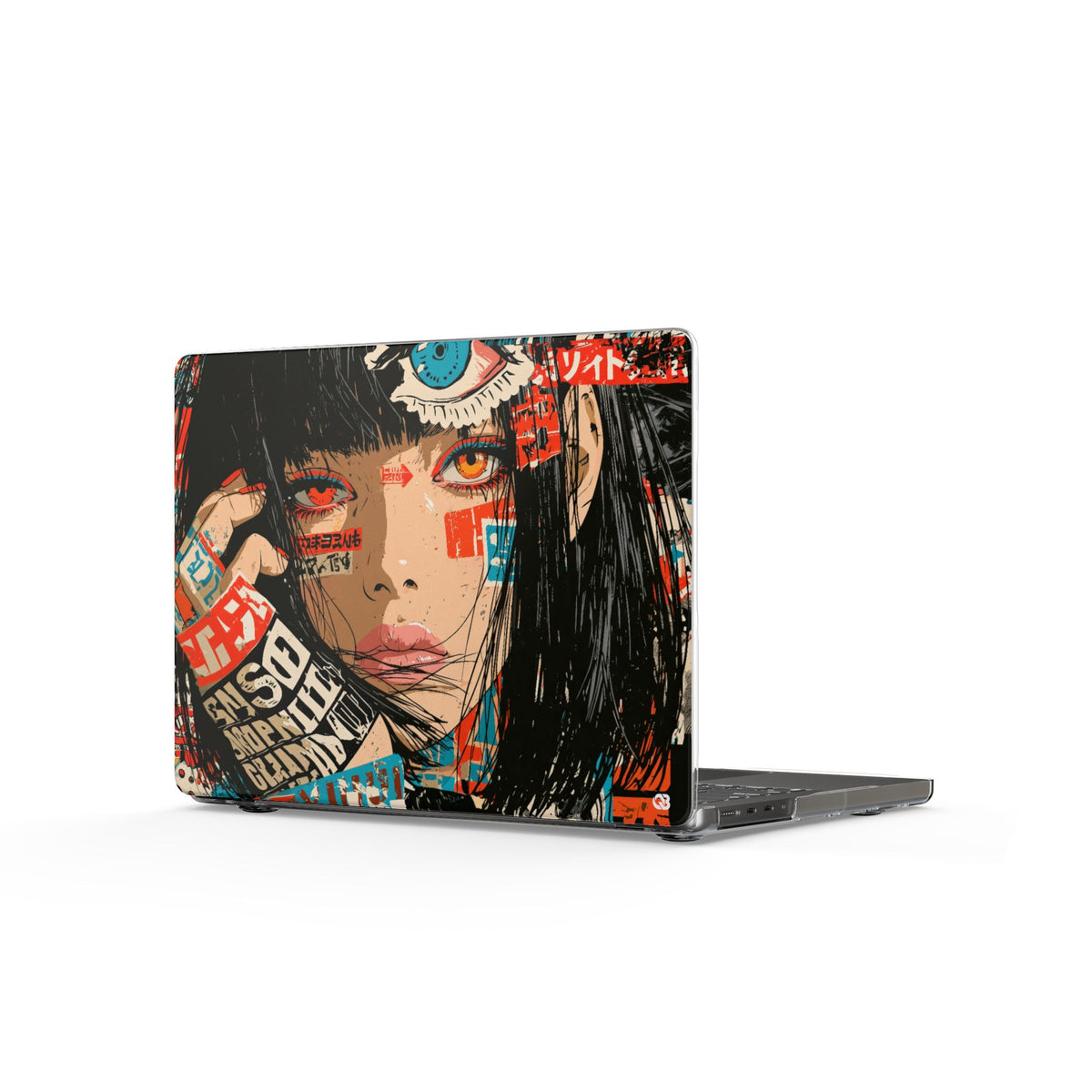 Shibuya Street Collage · Clear Hard Case for MacBook · Red