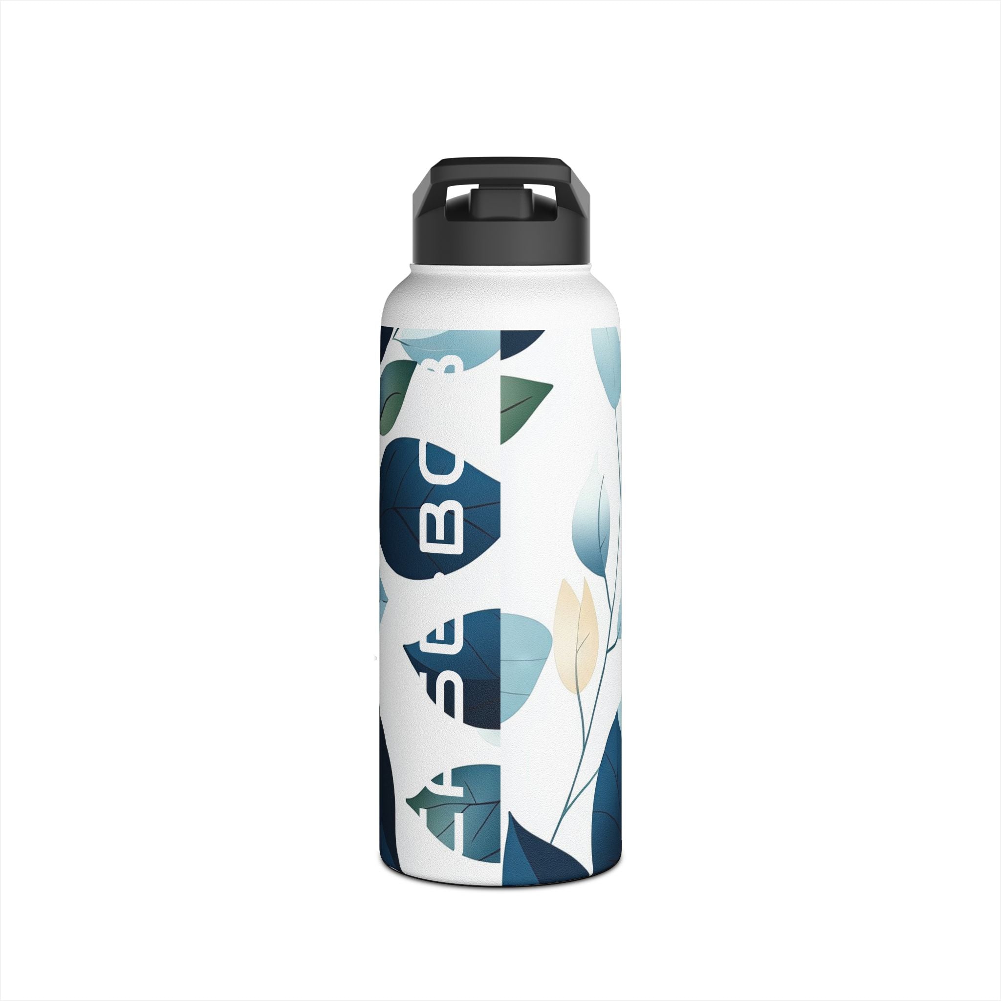 Navy Leaf Veins - Stainless Steel Water Bottle