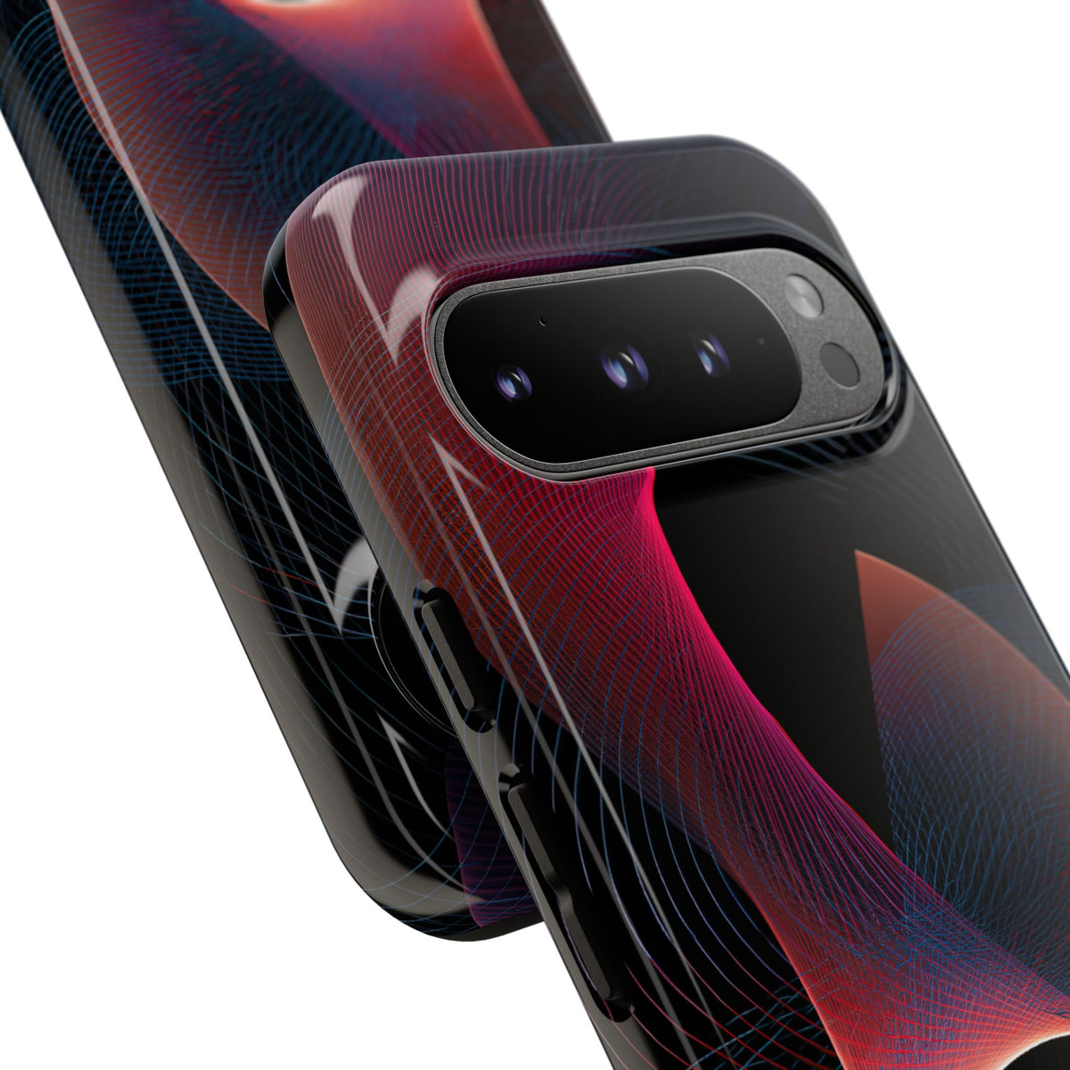 Black Tough Phone Case for Google Pixel - Cobalt Crimson Flux