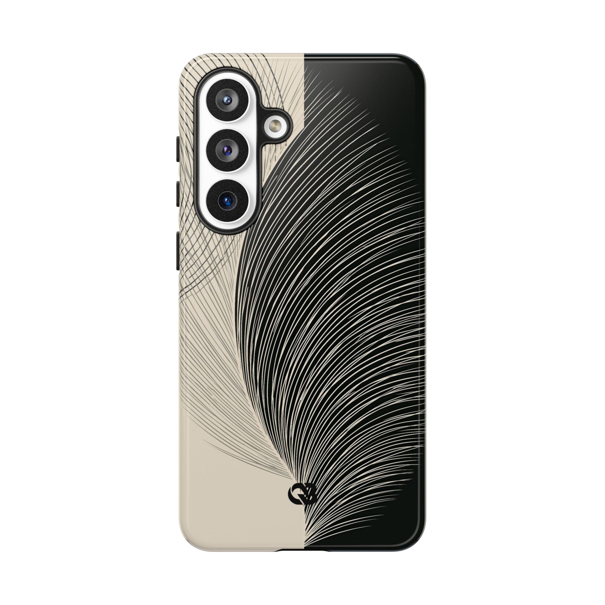 Beige Tough Phone Case for Samsung - Obsidian Cream Plume