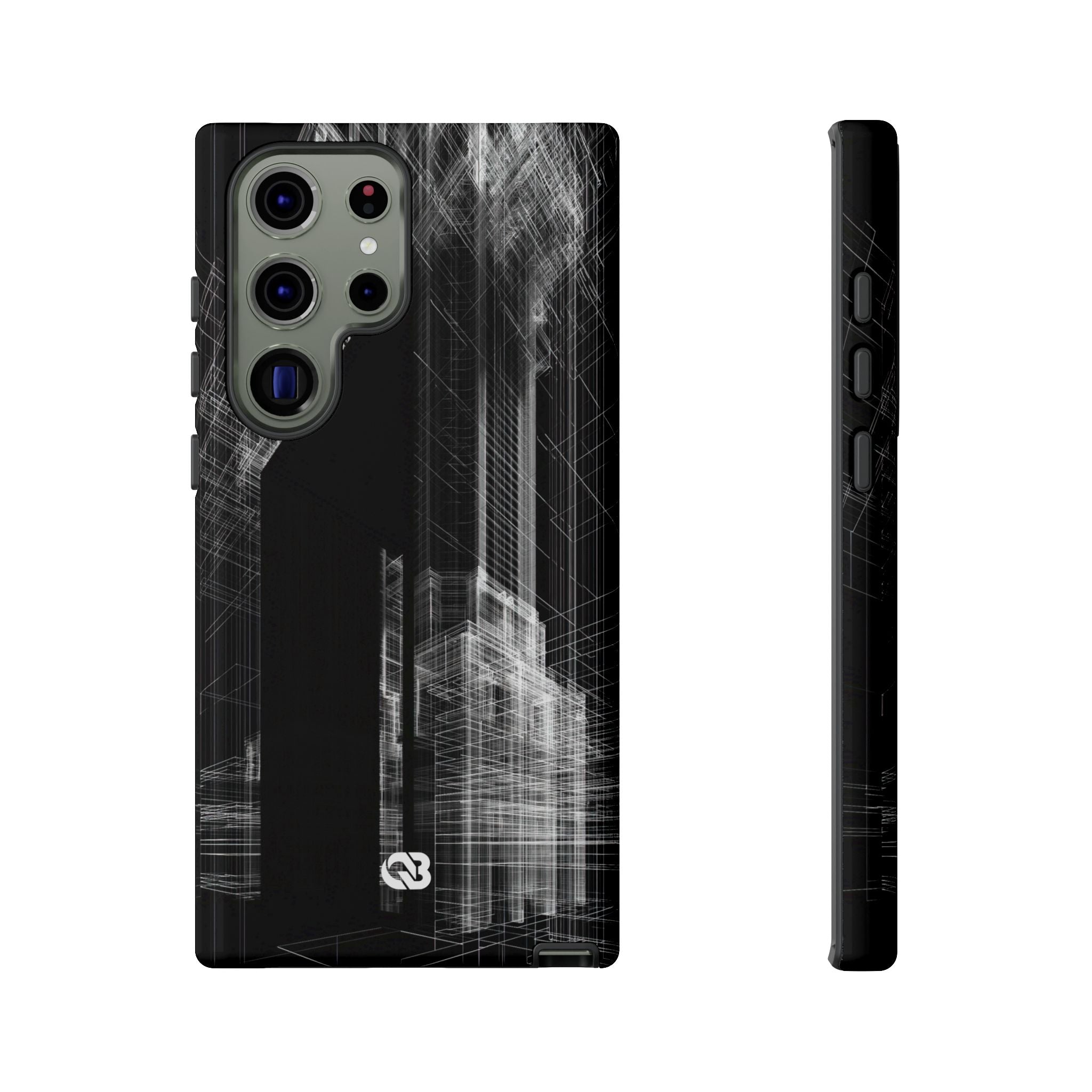 Black Tough Phone Case for Samsung - Ghost Urban Wireframe