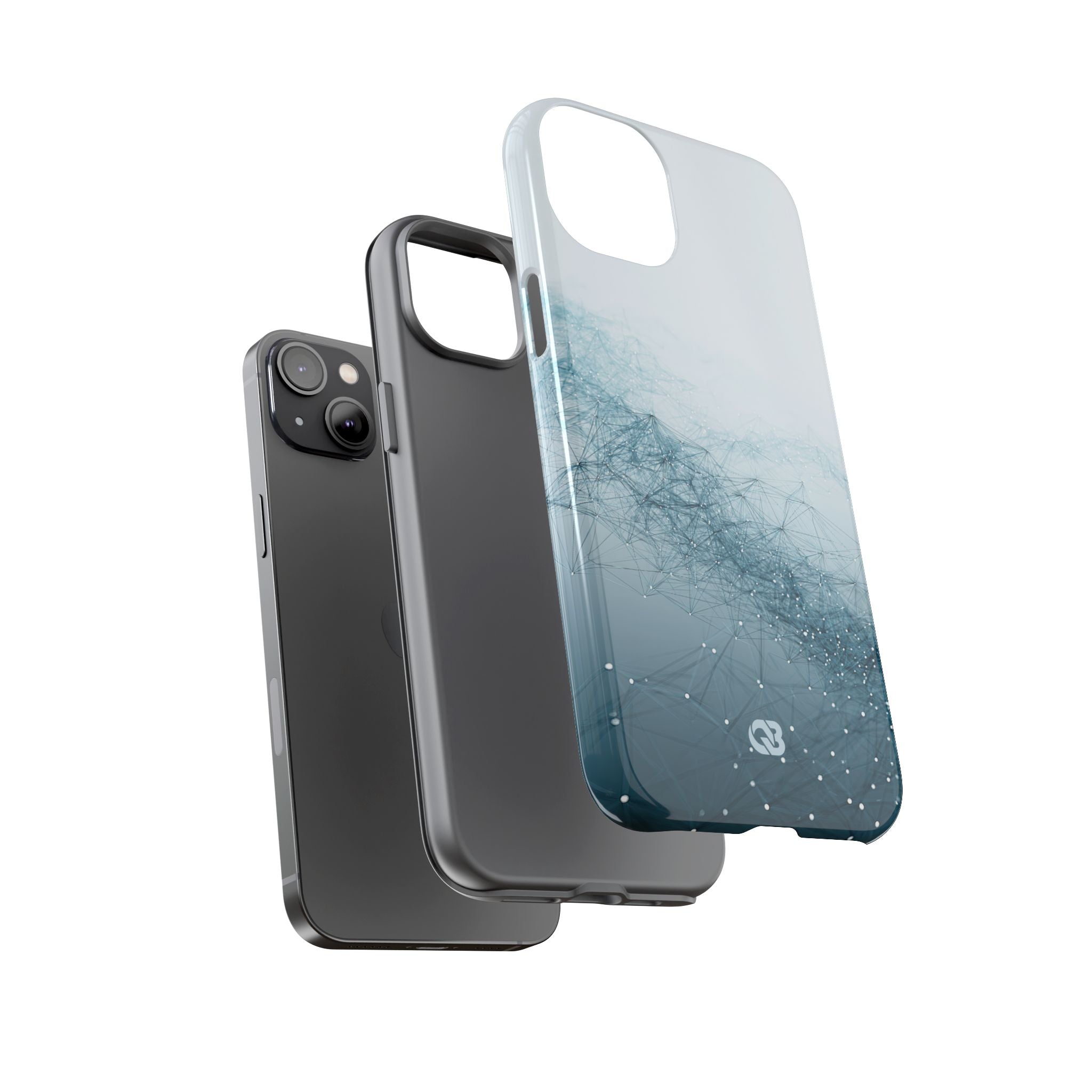 Teal Tough Phone Case for iPhone - Cyan Vector Lattice