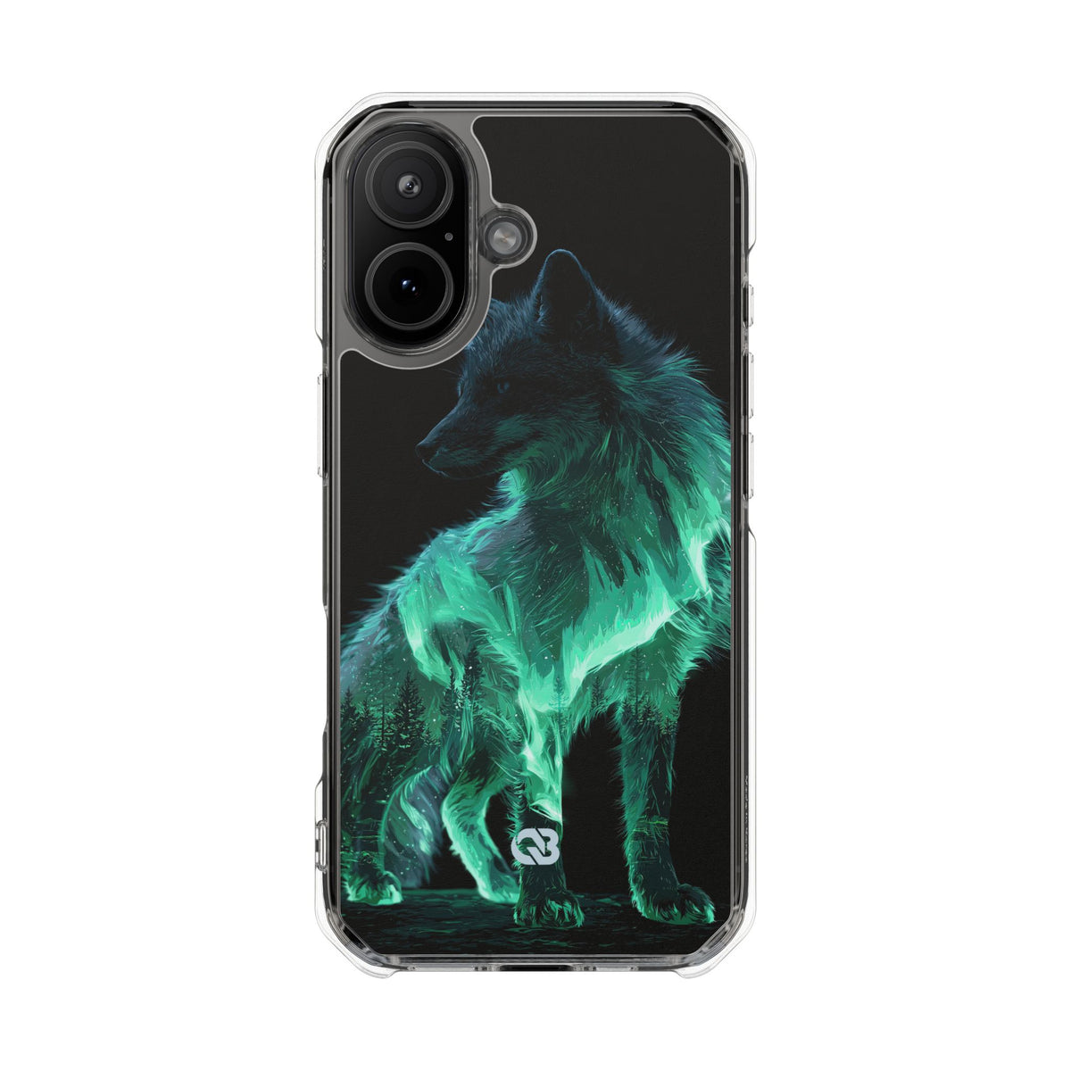 Nordic Aurora Fox · Clear Impact Magnetic Phone Case for iPhone · Teal