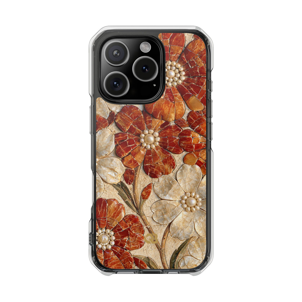 Carnelian Pearl Bloom · Clear Impact Magnetic Phone Case for iPhone · Orange