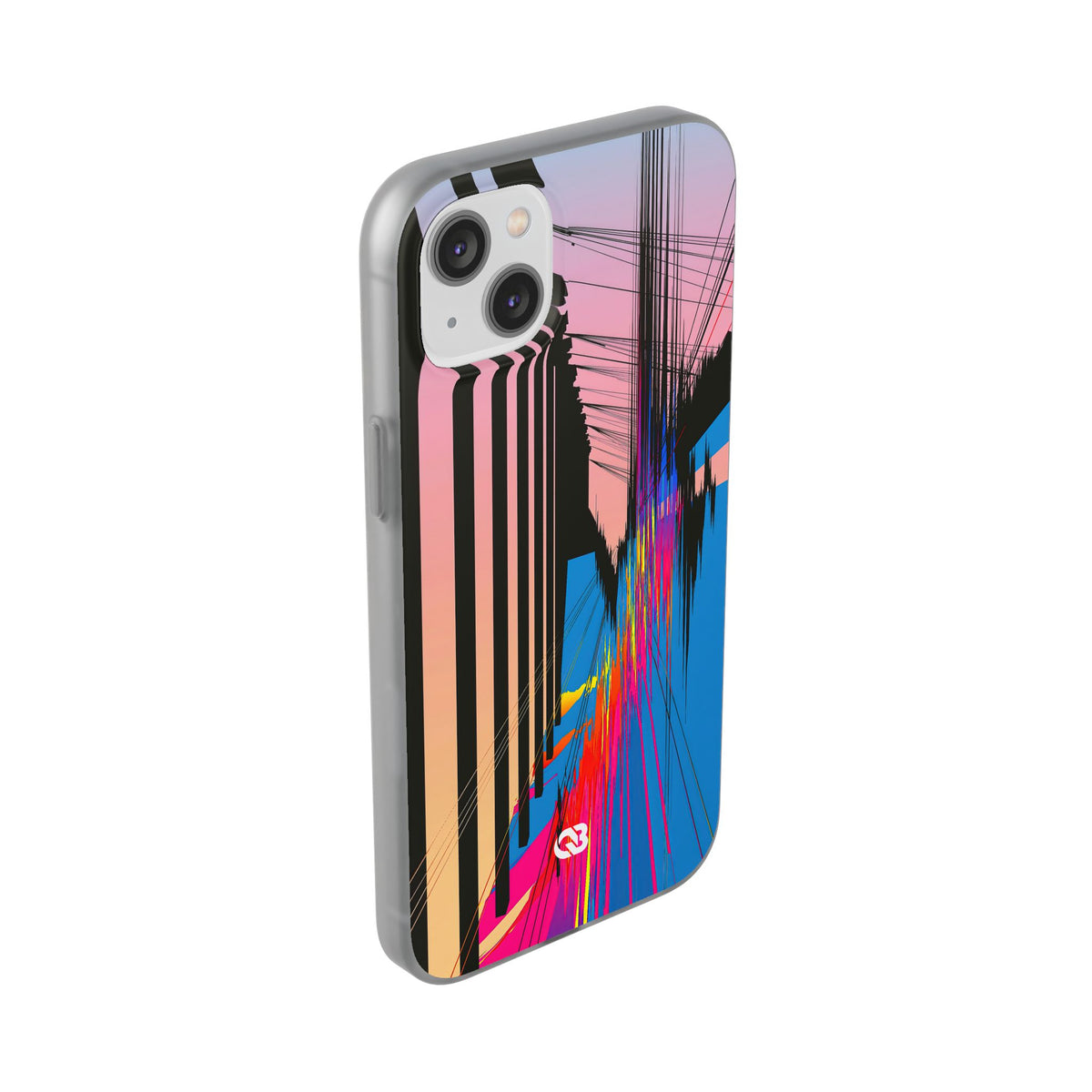 Blue Lite Phone Case for iPhone - Fractured Data Skyline