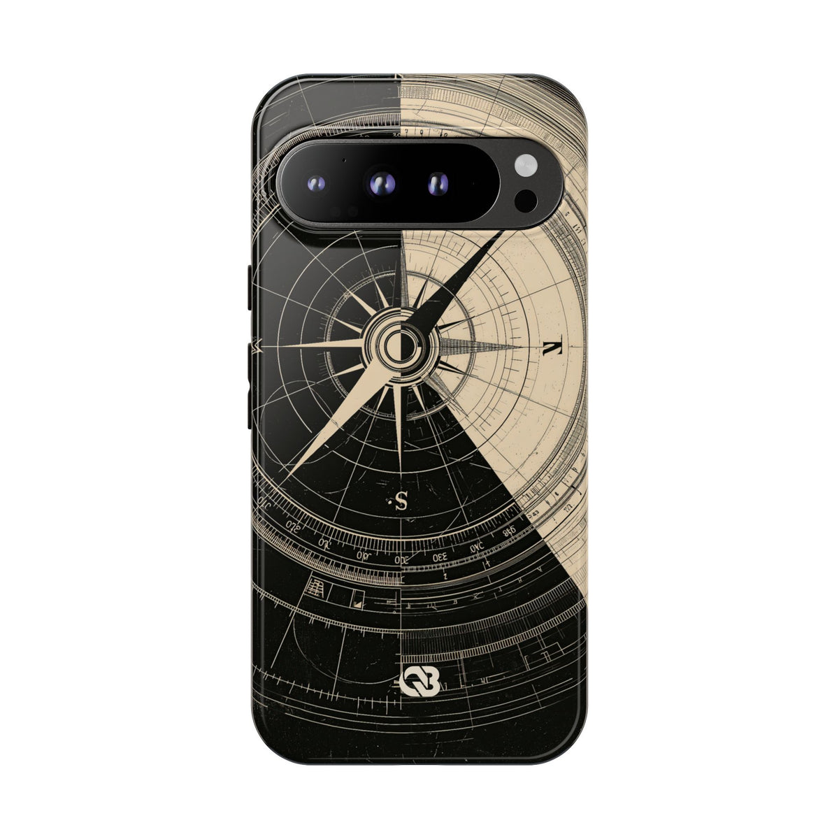 Beige Tough Phone Case for Google Pixel - Obsidian Nautical Blueprint
