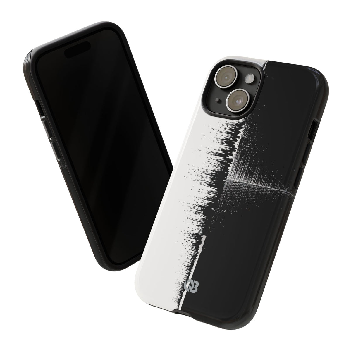 Black Tough Phone Case for iPhone - Static Signal Split
