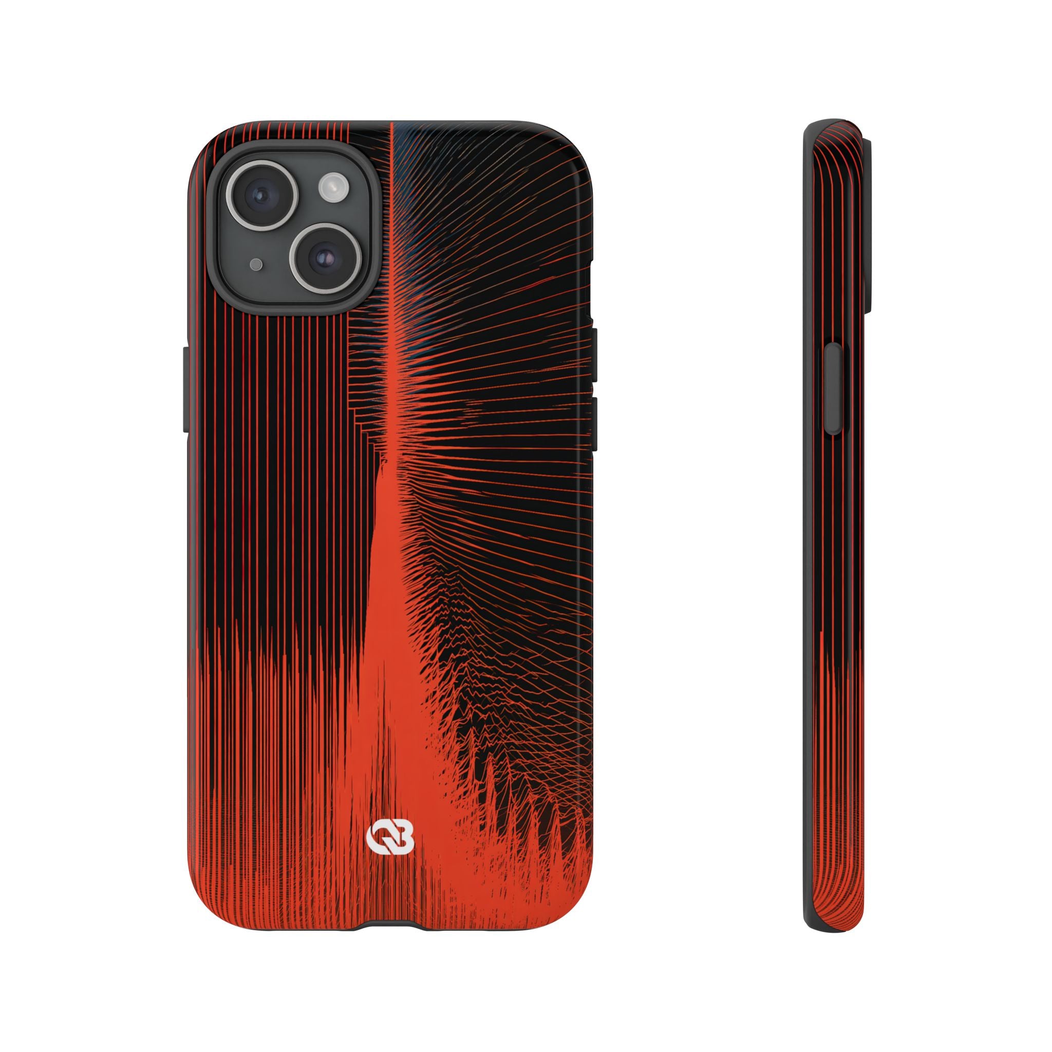 Red Tough Phone Case for iPhone - Crimson Frequency Pulse