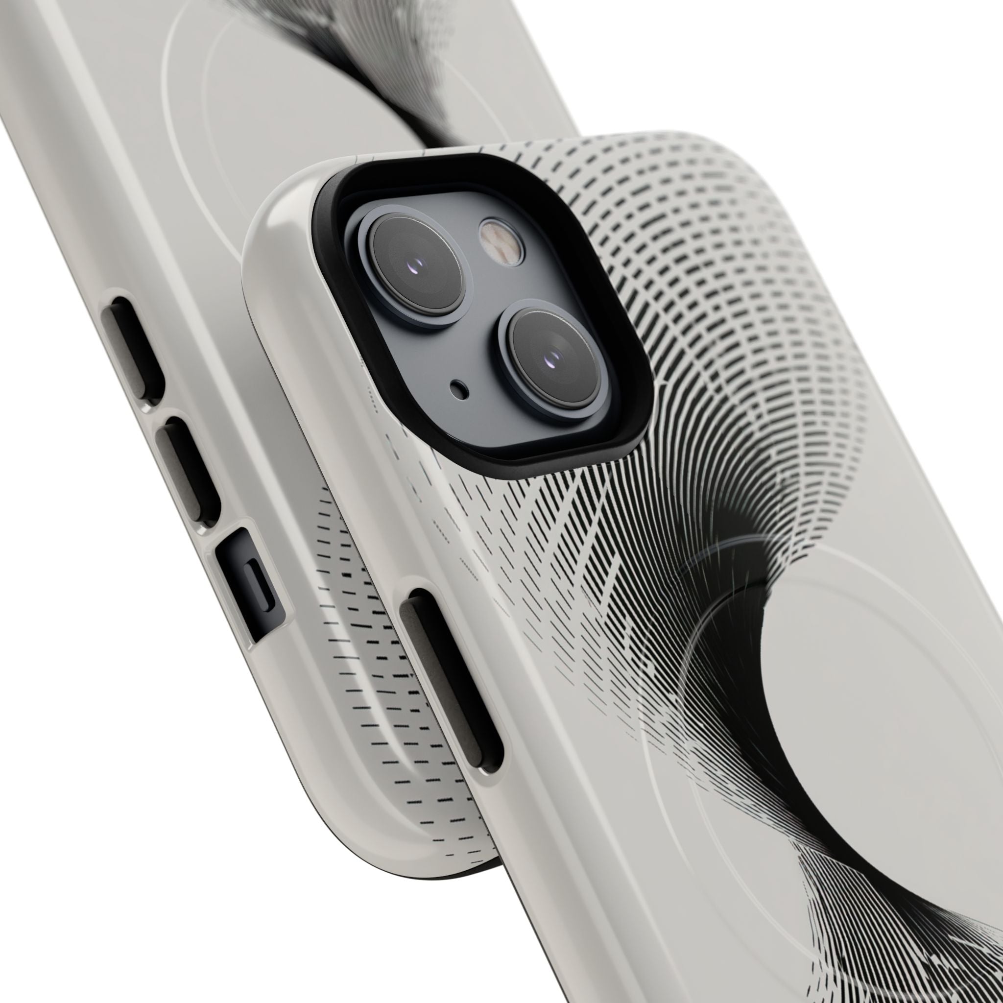 White Tough 2.0 Magsafe Phone Case for iPhone - Linear Torsion Grid
