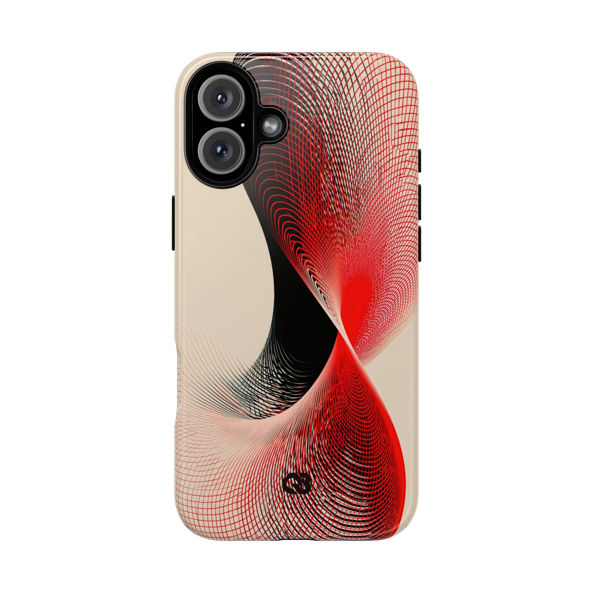 Red Tough Phone Case for iPhone - Scarlet Wireframe Helix