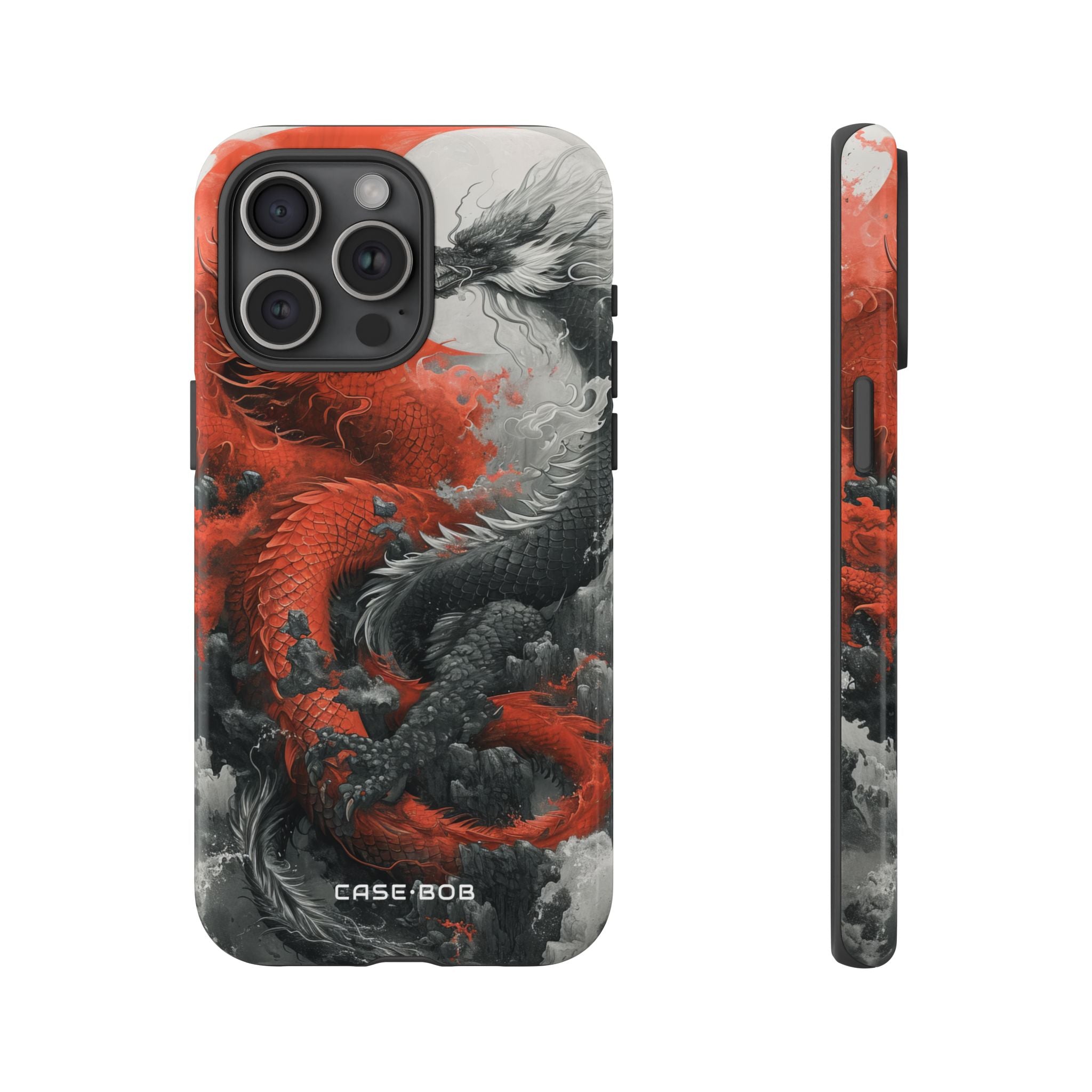 Twin Dragons Crimson iPhone 15 Pro Max Case - Tough