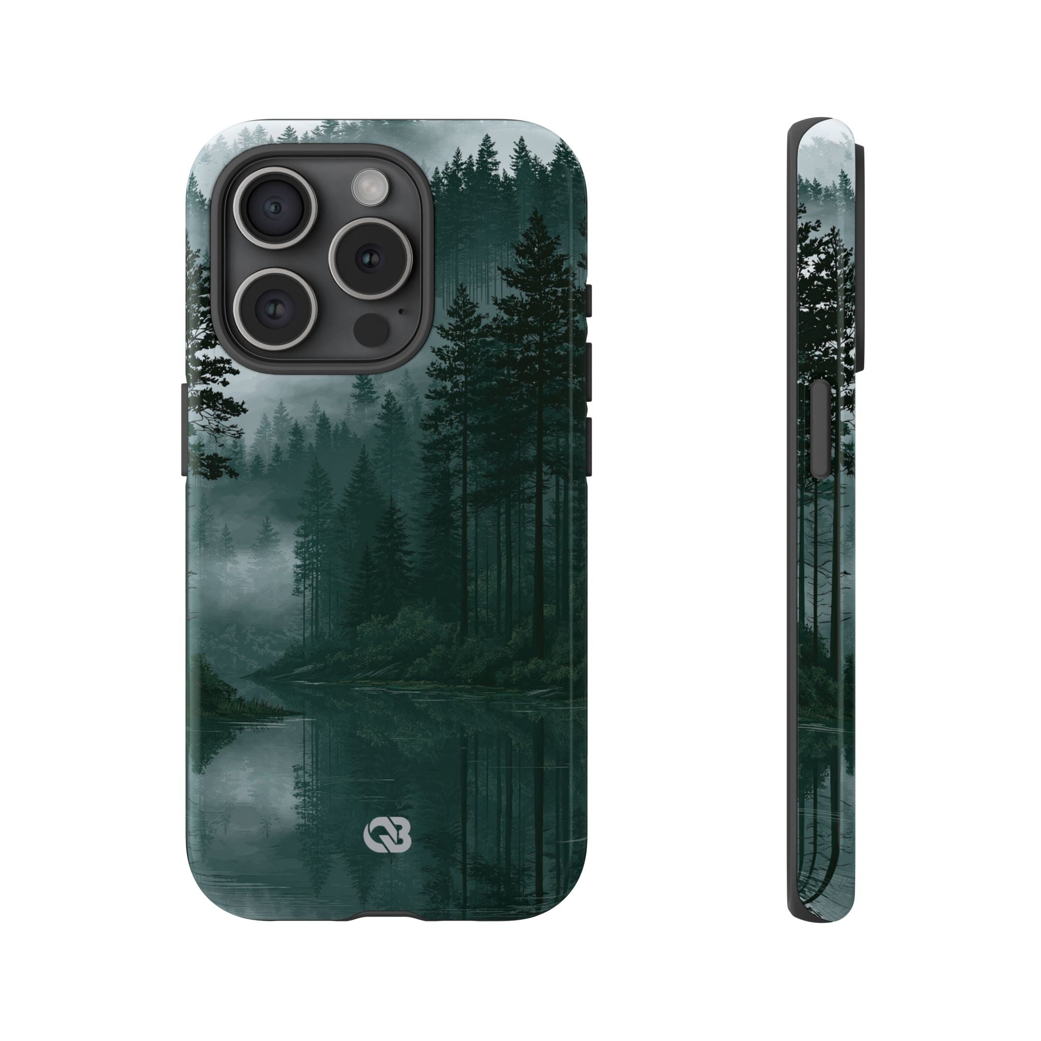 Green Tough Phone Case for iPhone - Misty Evergreen Mirror