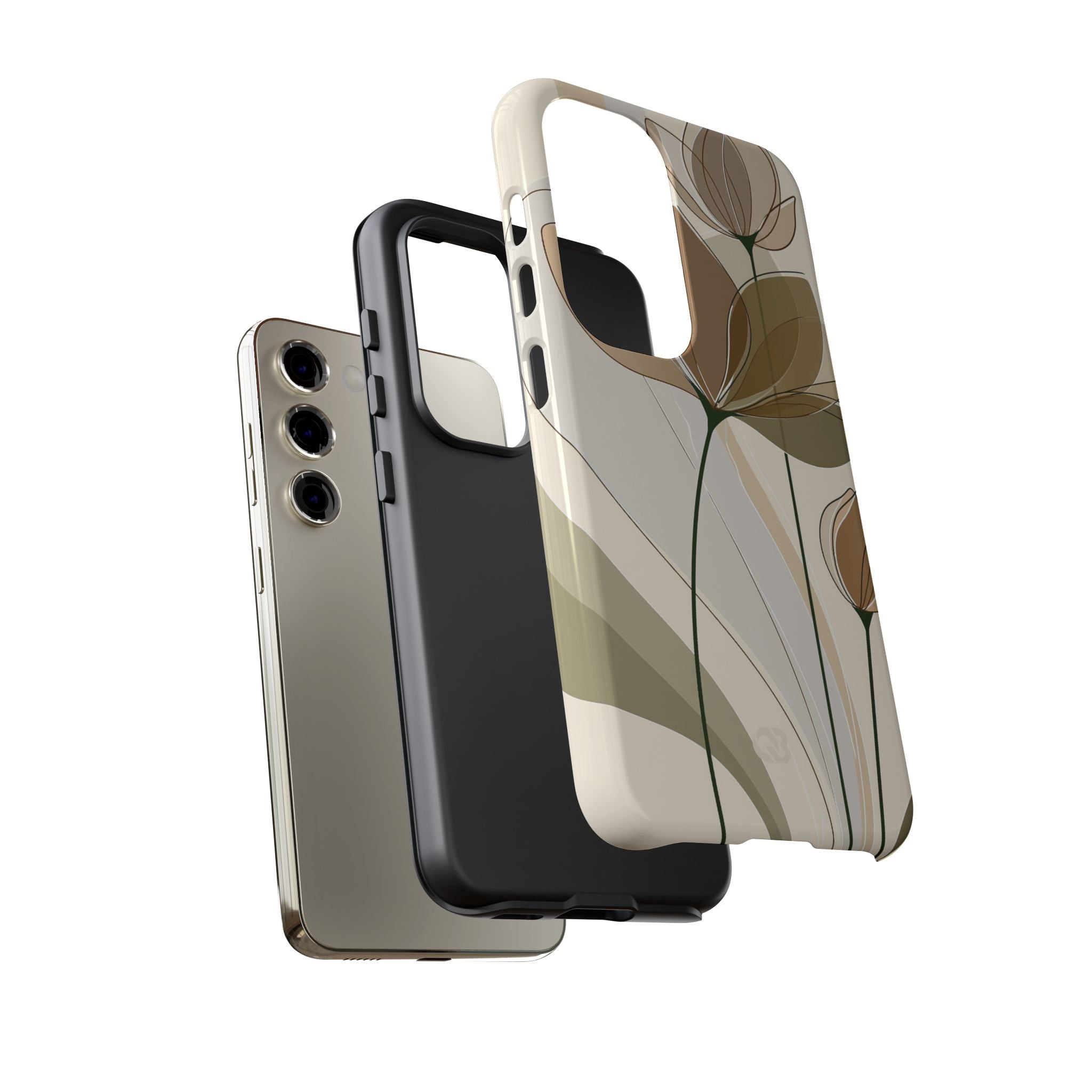 Beige Tough Phone Case for Samsung - Muted Ochre Petals